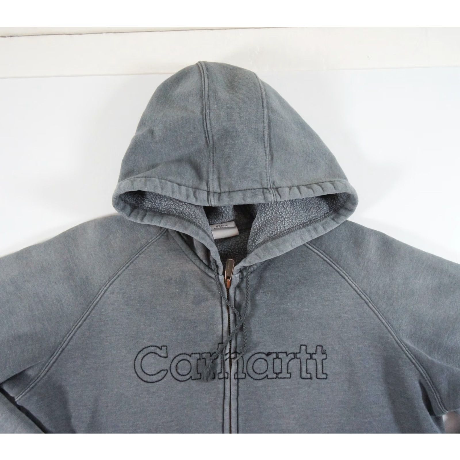 Carhartt Carhartt Sweatshirt Womens Large Gray Hoodie Full Zip Sweater Ladies Faded Flaws Size L / US 10 / IT 46 - 2 Thumbnail