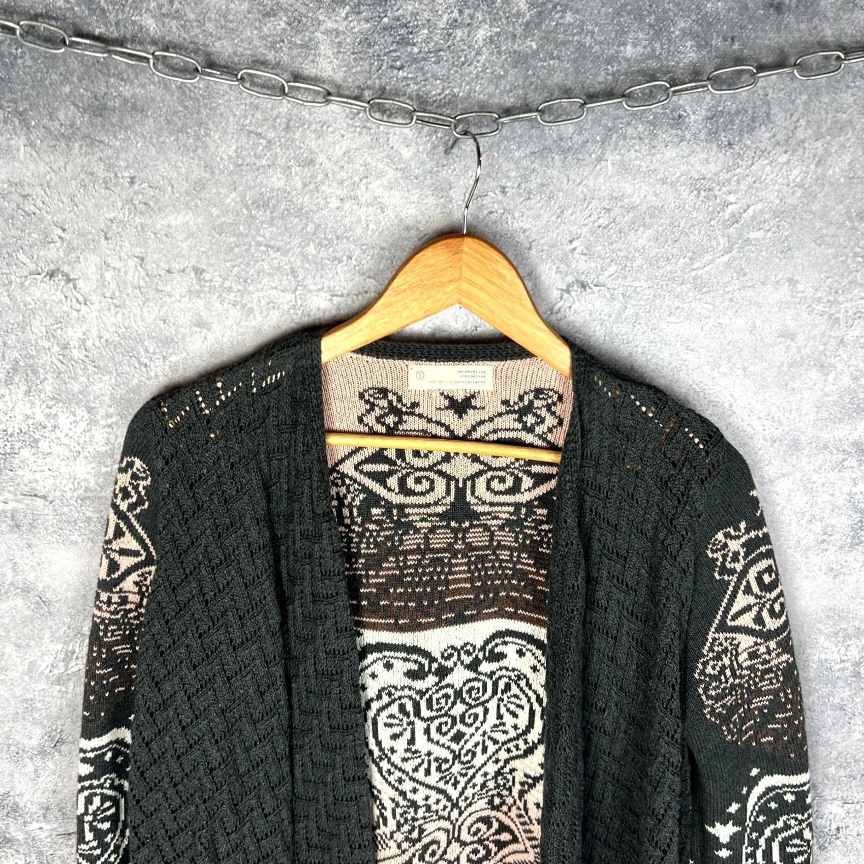 Vintage Odd Molly Cardigan Sweater Beige Patterned Open Front Cotton Size 1 Womens Size XS / US 0-2 / IT 36-38 - 2 Thumbnail
