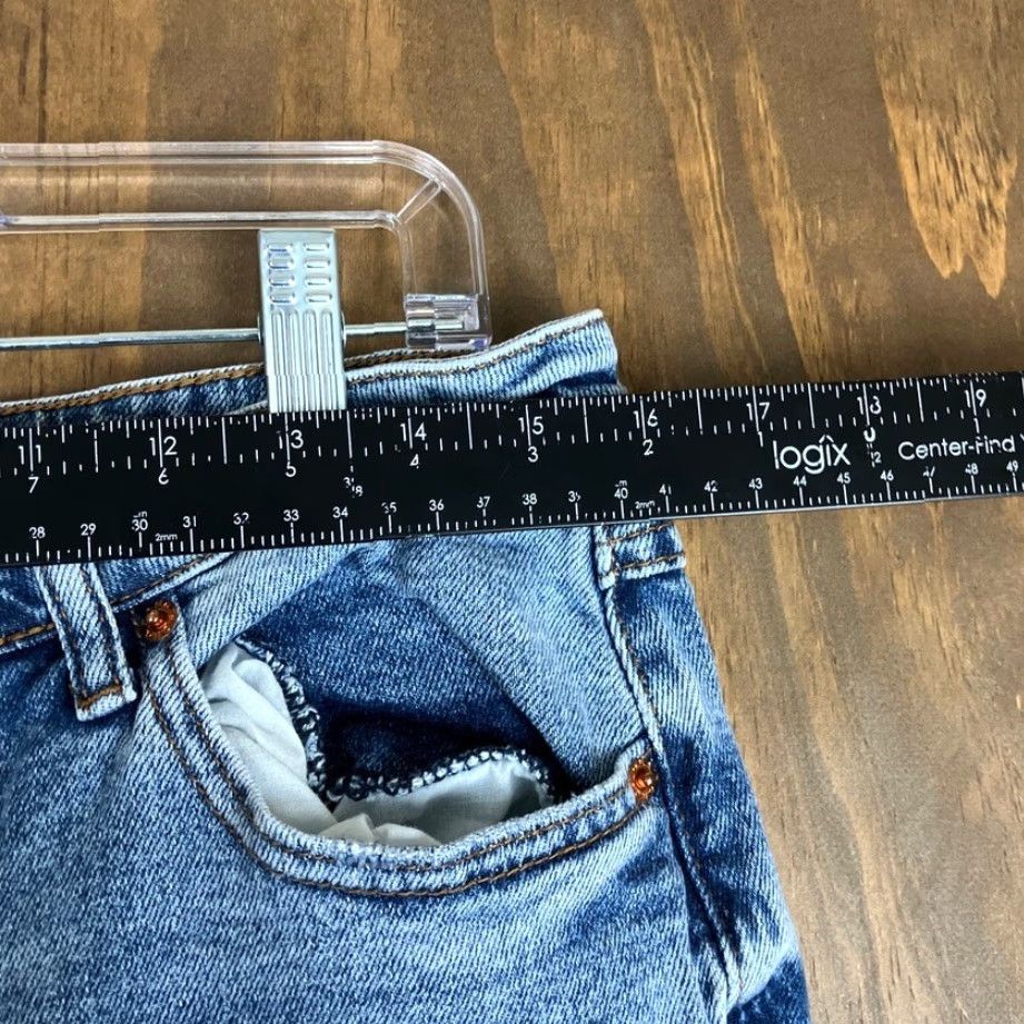 Vintage S.O.N.G Womens Jeans Blue Denim High Rise Classic Mom Distressed Stretch 11 30 Size 32" / US 10 / IT 46 - 5 Thumbnail