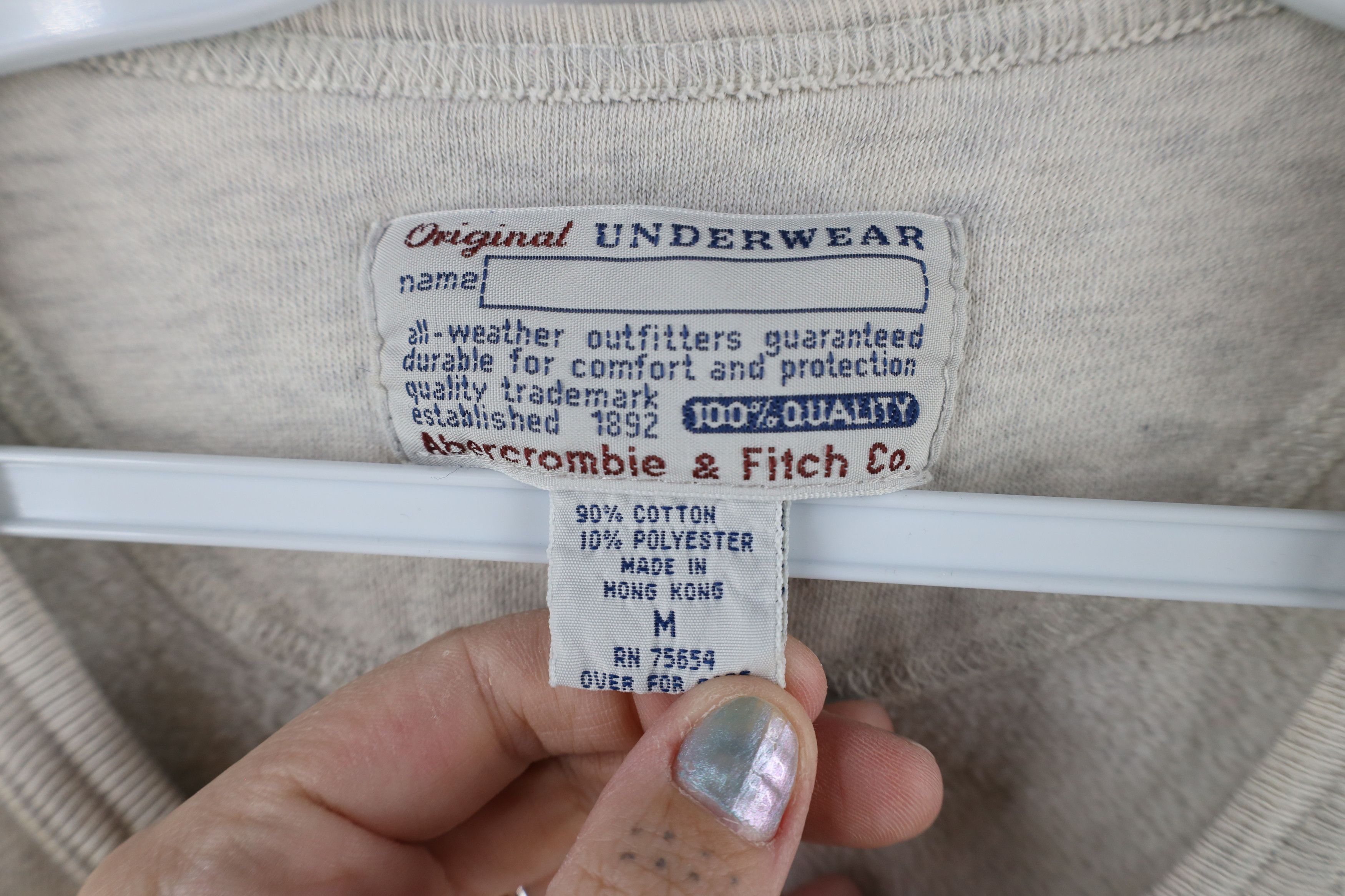 Abercrombie & Fitch Vintage 90s Abercrombie & Fitch Blank Henley Sweatshirt Gray Size US M / EU 48-50 / 2 - 9 Thumbnail