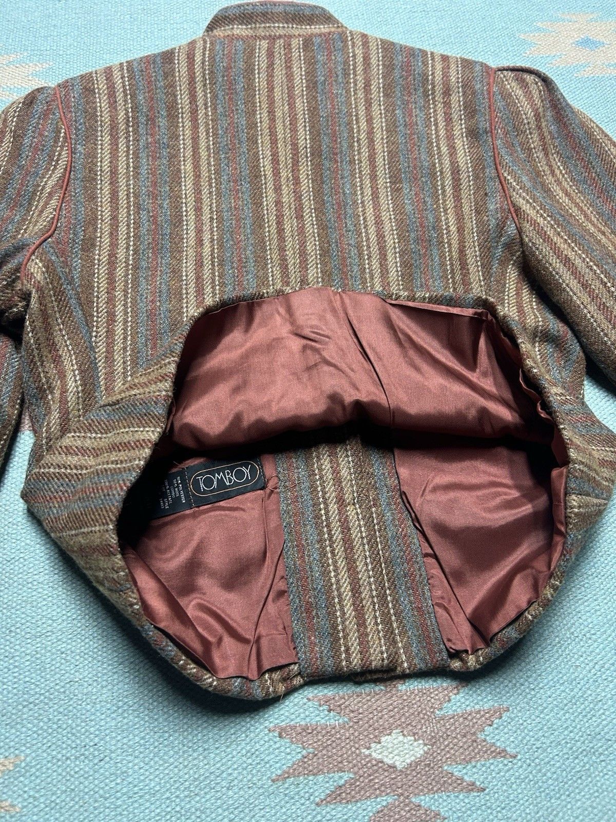 Vintage Vtg 80s wool blend women’s jacket cropped blazer striped 11 Size M / US 6-8 / IT 42-44 - 7 Thumbnail