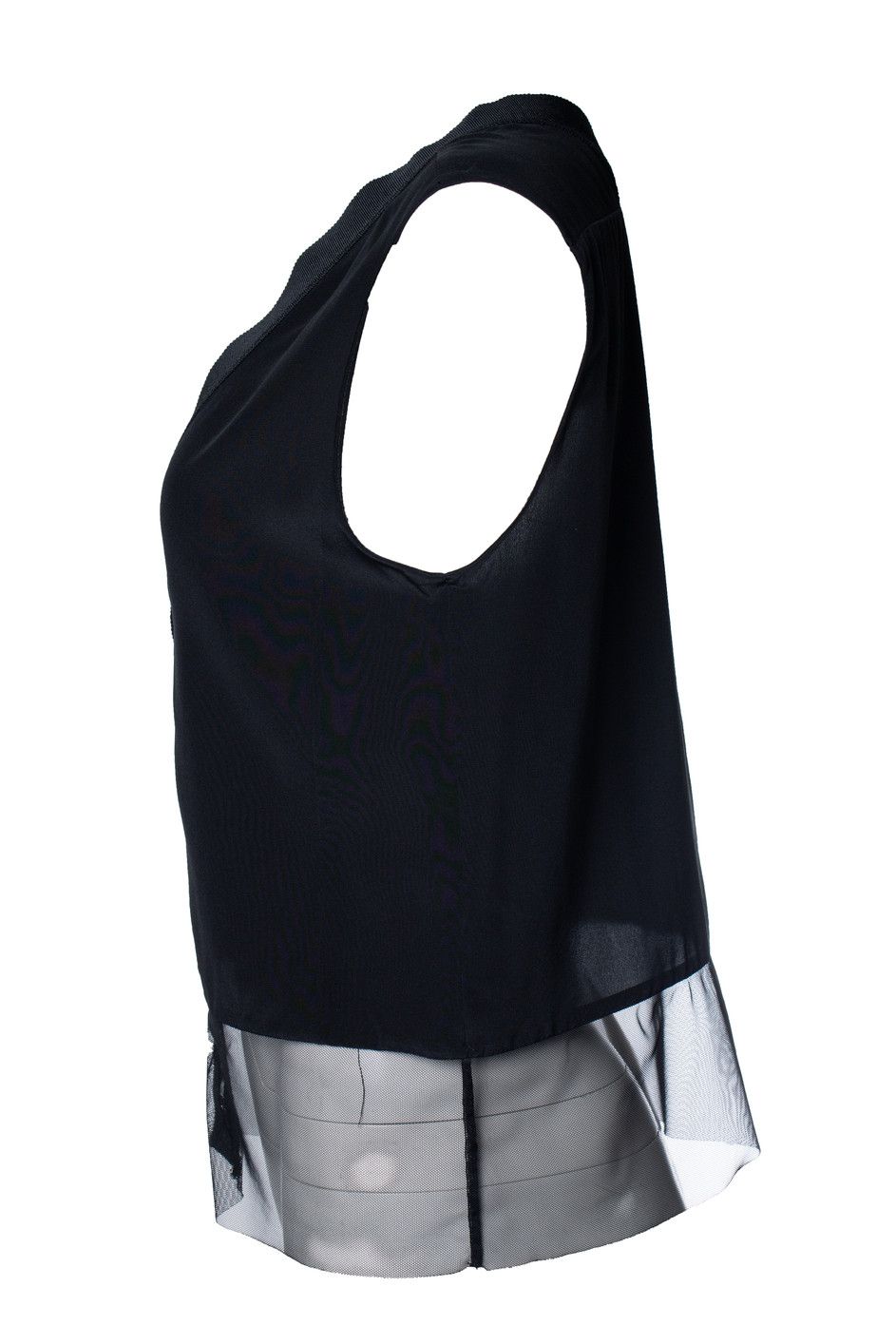Sandro Sandro, black sleeveless sheer top Size L / US 10 / IT 46 - 4 Thumbnail