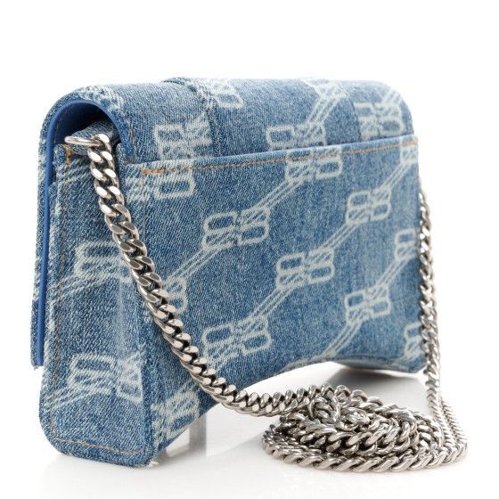 Balenciaga Hourglass Wallet on a chain Bag In Blue Denim Size ONE SIZE - 3 Thumbnail