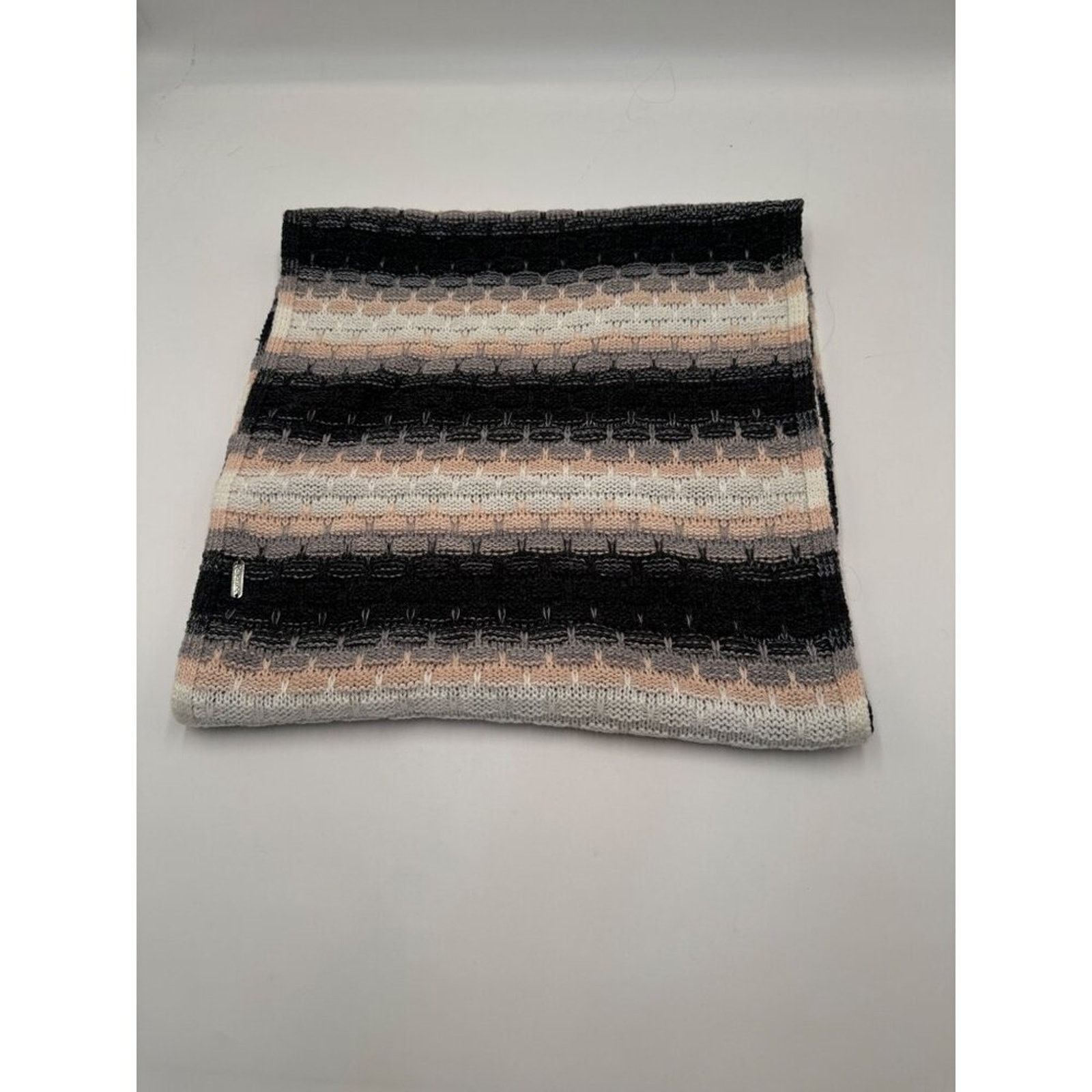 Calvin Klein Calvin Klein Striped Knit Infinity Scarf Black Beige Size ONE SIZE - 6 Thumbnail