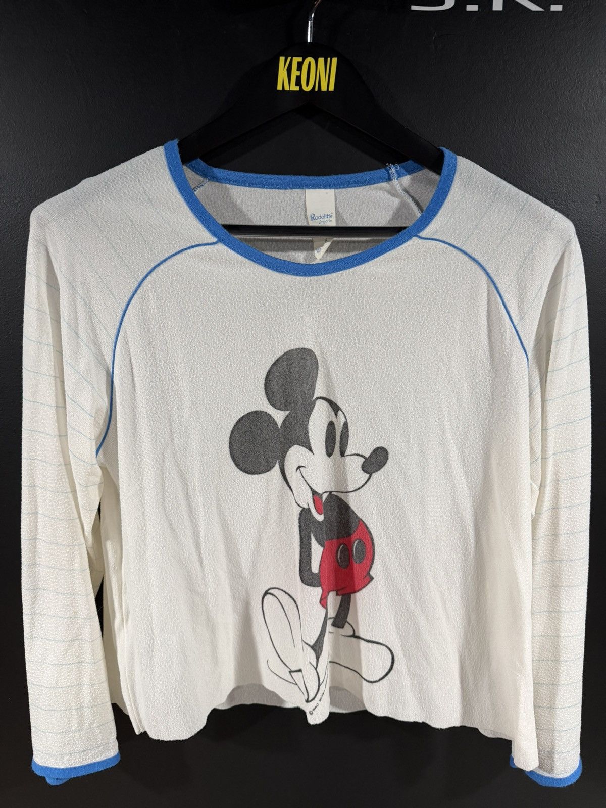 Vintage 1980s Vintage Mickey Mouse Soft Thin Cropped Grunge LS Tee M Size US M / EU 48-50 / 2 - 2 Thumbnail