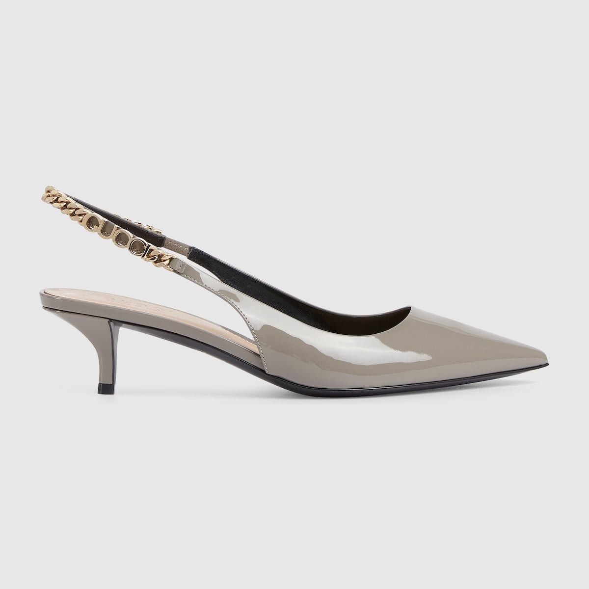 Gucci Gucci Signoria slingback pump patent leather 45mm in grey Size US 7 / IT 37 - 1 Thumbnail