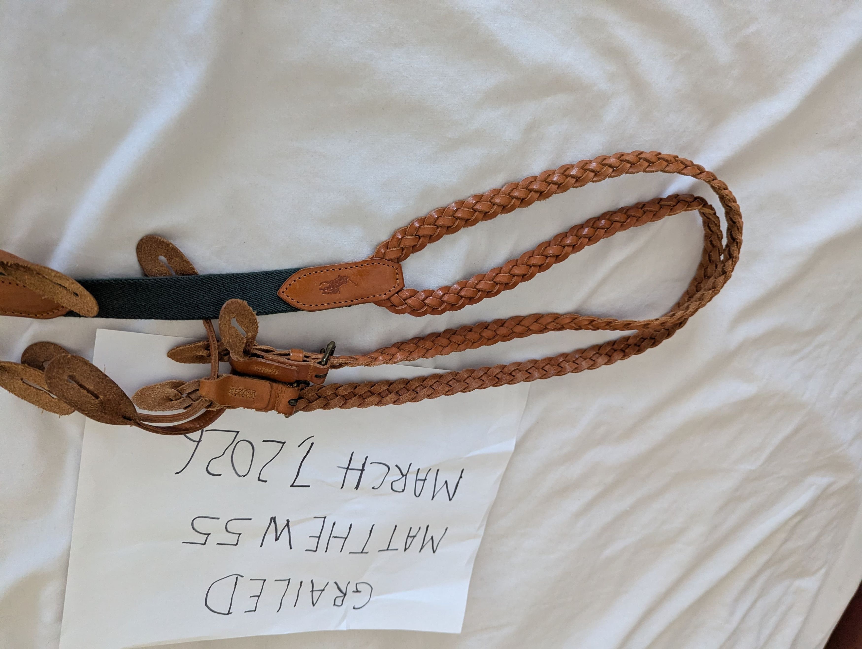Ralph lauren leather pants braces