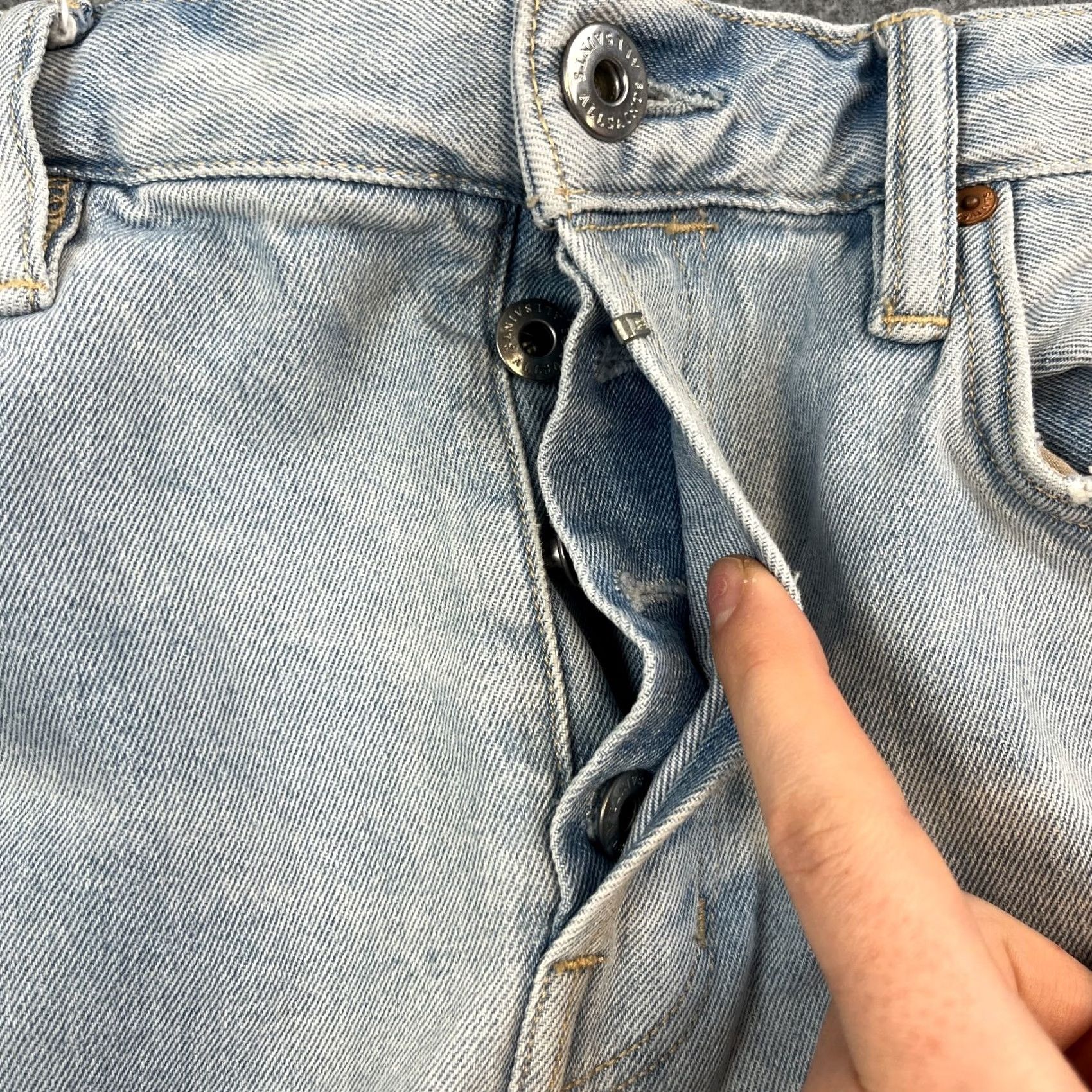 Allsaints AllSaints Jeans Slim Tapered Drop Crotch 30 28 Light Blue Stretch DEAN Mens Jeans Size US 30 / EU 46 - 7 Thumbnail
