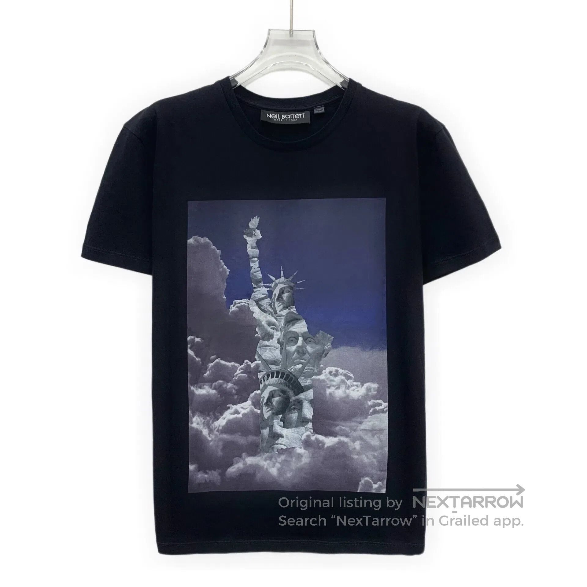Neil Barrett Neil Barrett Black Statue of Liberty Image Print Cotton Ro Size US S / EU 44-46 / 1 - 1 Thumbnail
