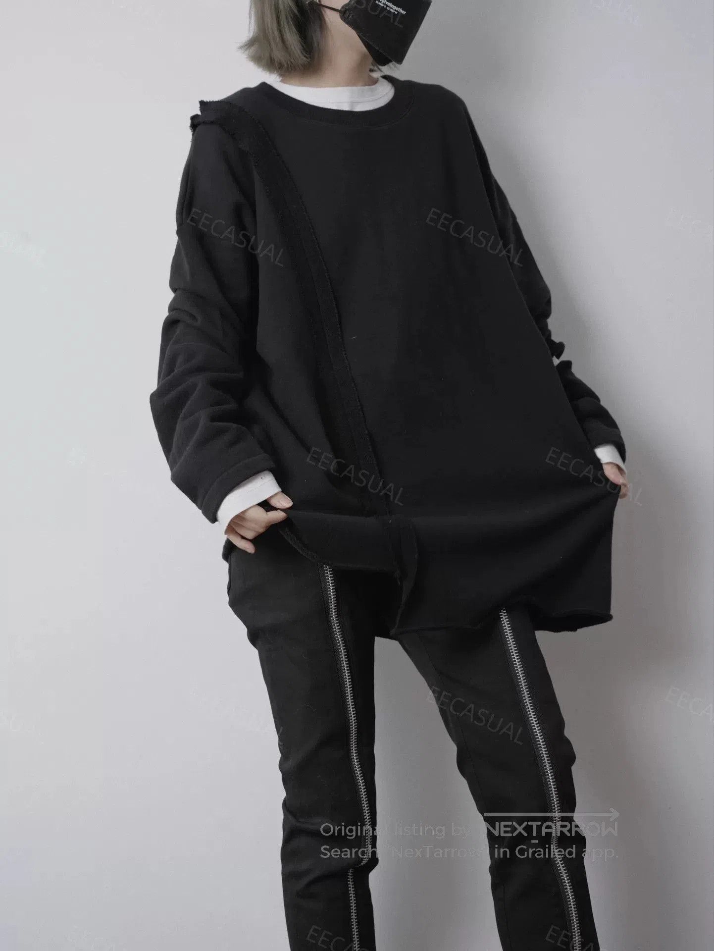 Y's Yohji Yamamoto Black Asymmetrical Sweatshirt. Size M / US 6-8 / IT 42-44 - 8 Thumbnail