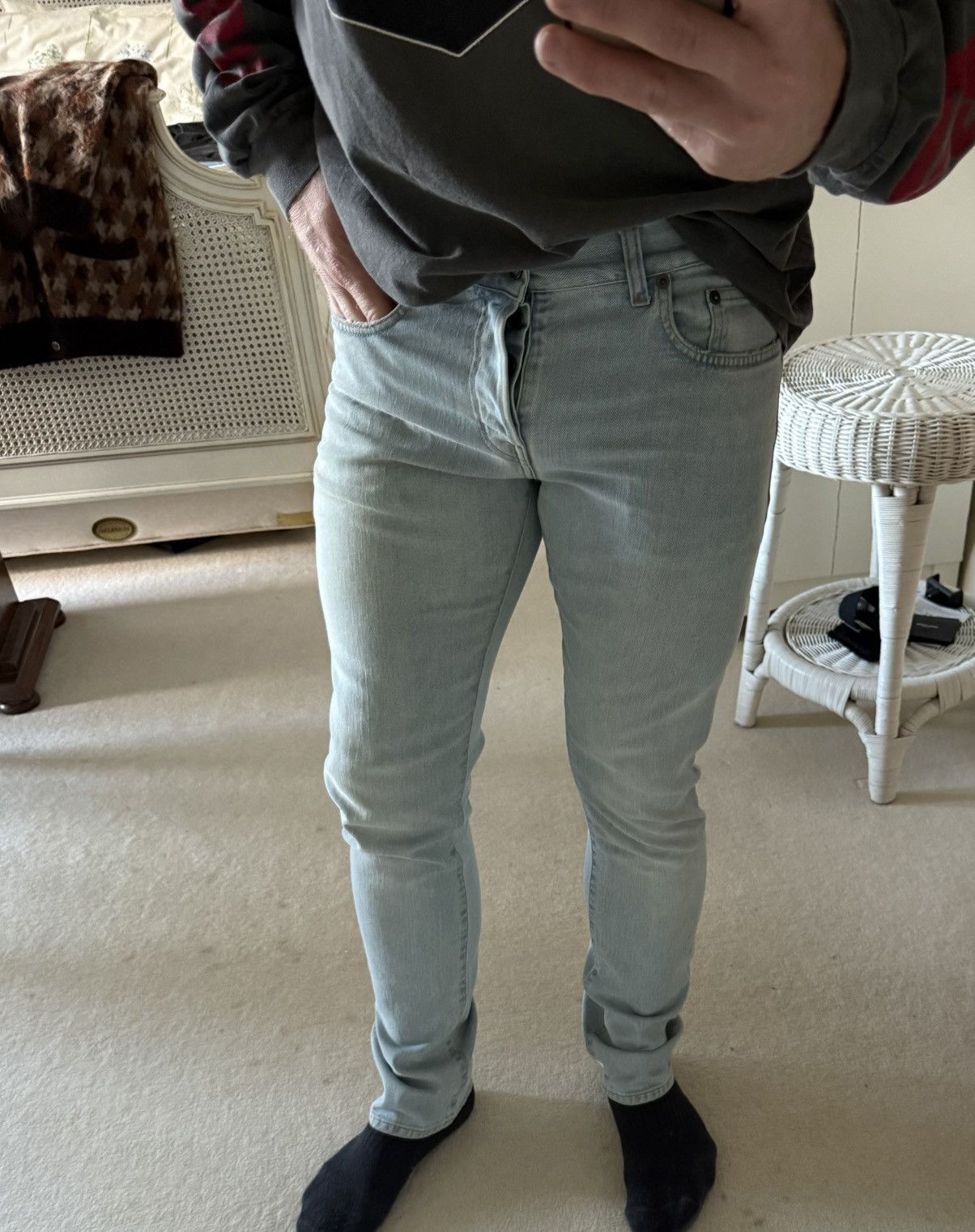 Saint Laurent Paris SS14 Saint Laurent light wash denim jeans Hedi Slimane 31 Size US 31 - 3 Thumbnail