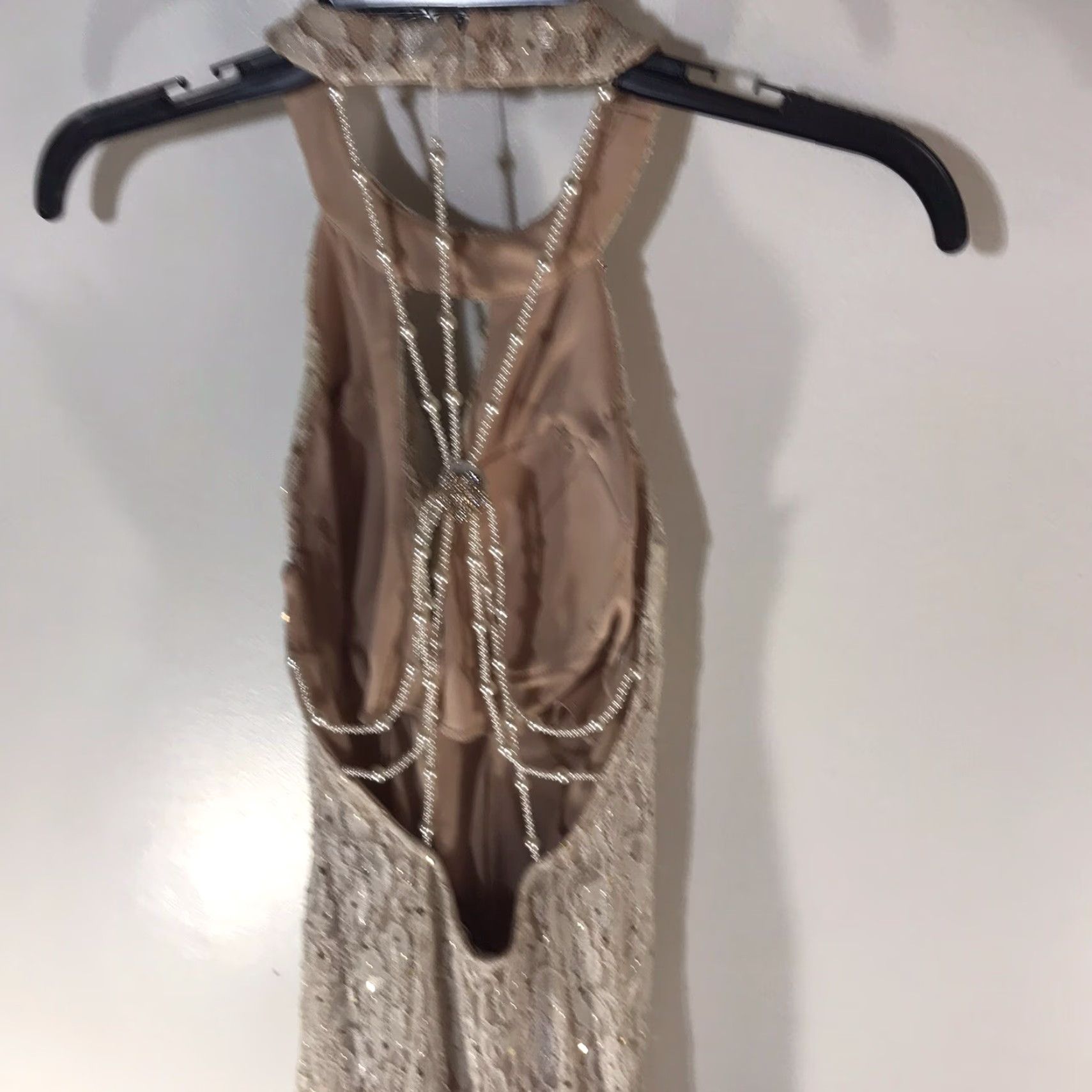 Vintage VINTAGE Jump Apparel Women's Formal Dress Long Sleeveless Halter Beaded Sequin Embroidered Chiffon 90s Spring Summer Size 1/2 Size XS / US 0-2 / IT 36-38 - 5 Thumbnail