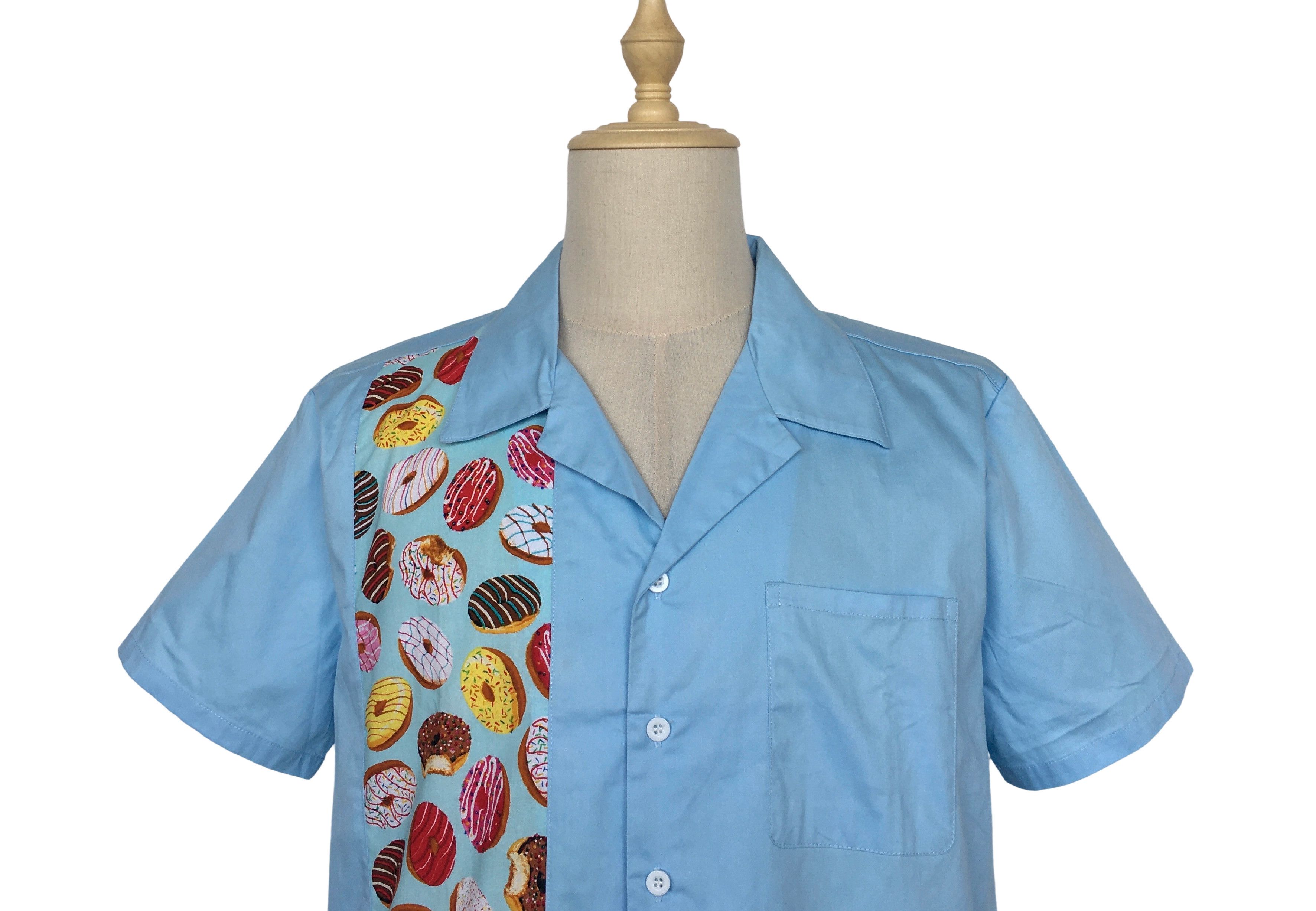 Other Men's Retro Style Doughnut Pattern Light Blue Shirts Size US XL / EU 56 / 4 - 6 Thumbnail