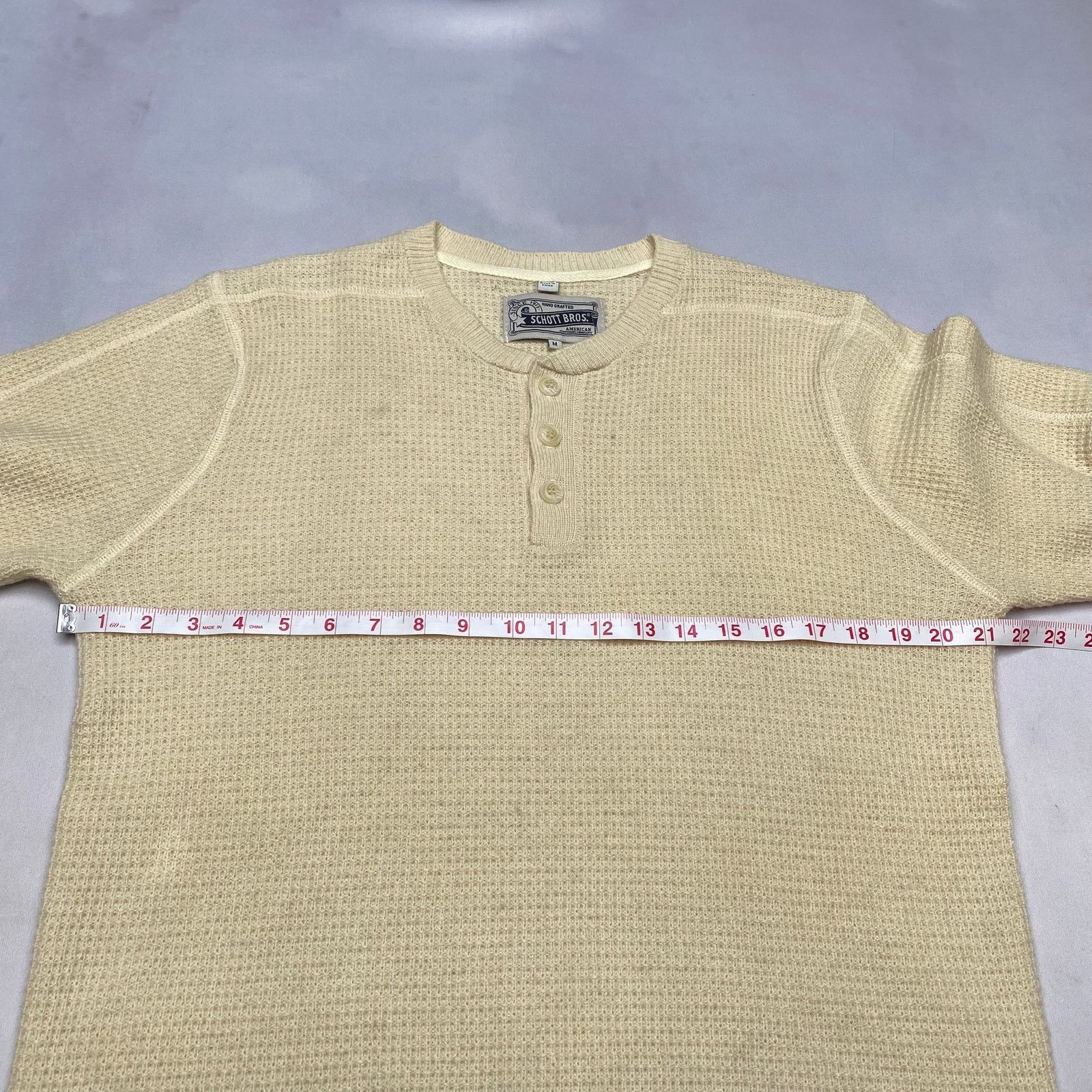 Schott Schott Button Henley Wool Waffle Thermal Sweater Men's M Size US M / EU 48-50 / 2 - 6 Thumbnail