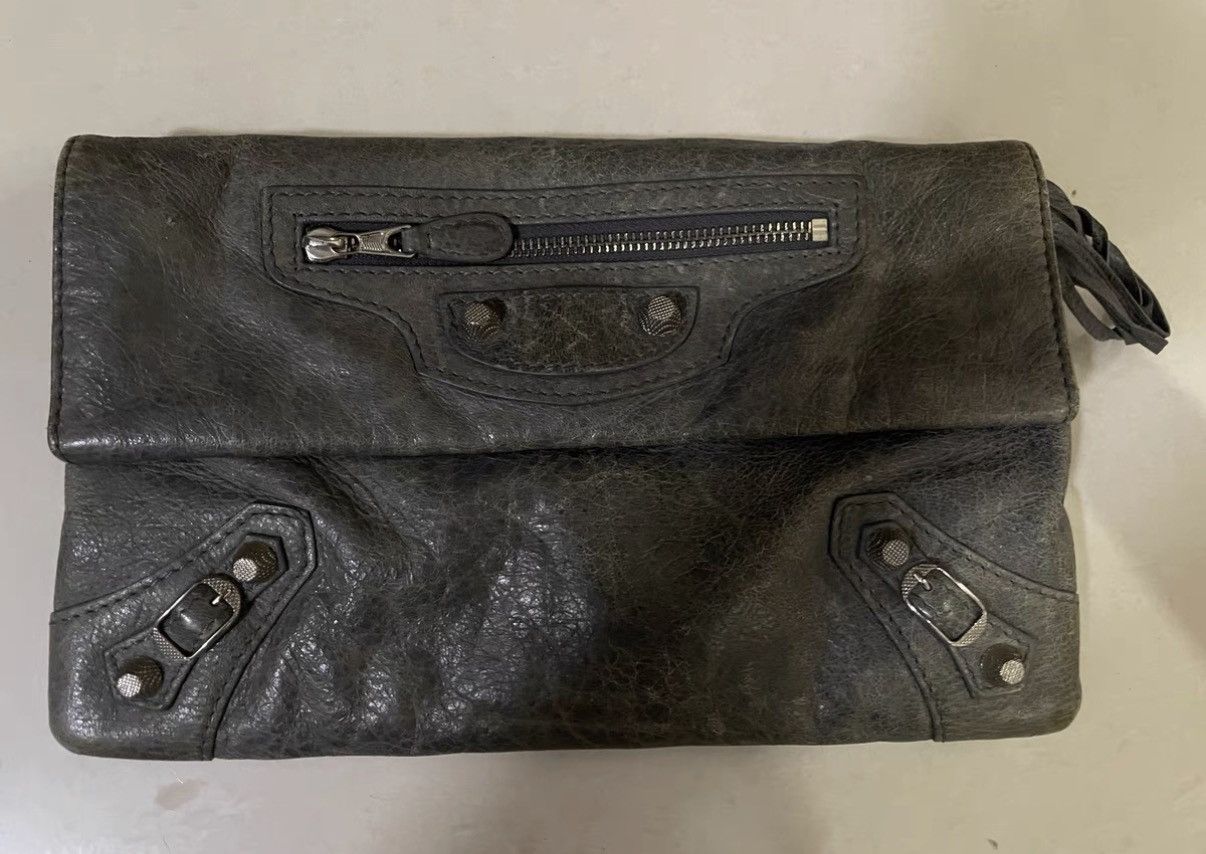 Balenciaga Balenciaga Paris Leather Biker Clutch with Metal Hardware Size ONE SIZE - 1 Thumbnail