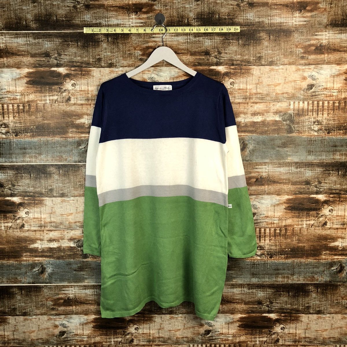 Homespun Knitwear × Japanese Brand × OVER THE STRiPES Kawa Okada Stripe Knitwear #A1253 Size L / US 10 / IT 46 - 1 Thumbnail
