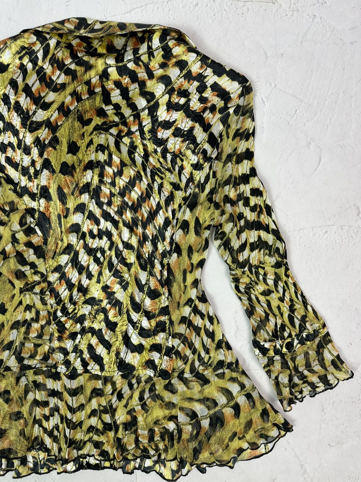 Beauty Beast × If Six Was Nine × Vintage Vintage Leopard Mesh Yellow Blouse Size M / US 6-8 / IT 42-44 - 8 Thumbnail