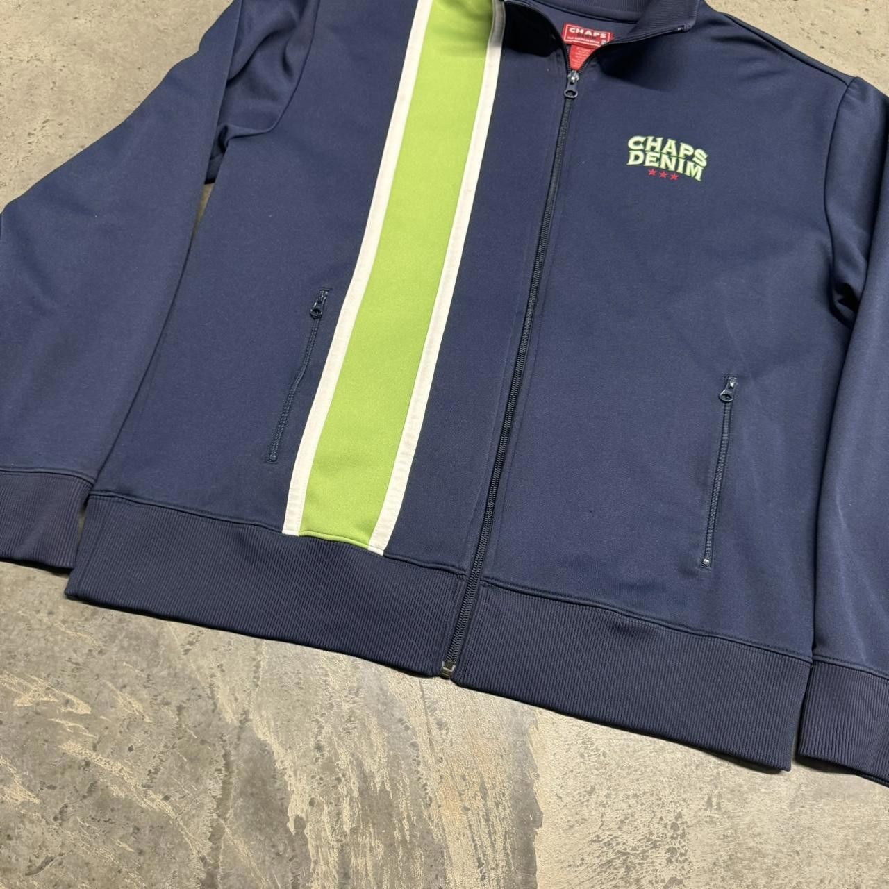 Chaps × Vintage VTG Y2K Chaps Denim Striped Zip Up Track Jacket Size US L / EU 52-54 / 3 - 3 Thumbnail