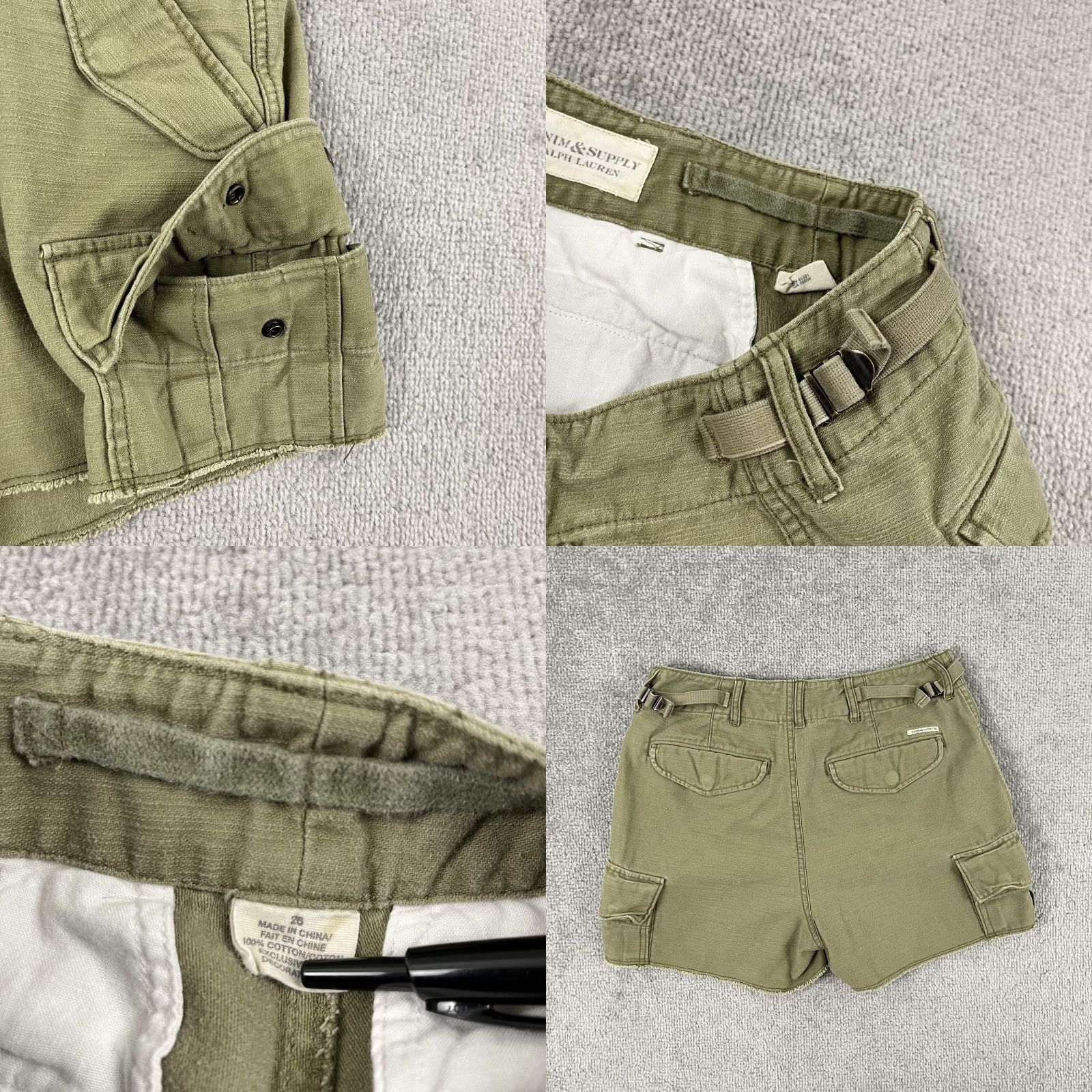 Vintage Denim & Supply Ralph Lauren Cargo Shorts Sz 26 / 3.5" Green Tribal Beaded Womens Size 26" / US 2 / IT 38 - 8 Thumbnail