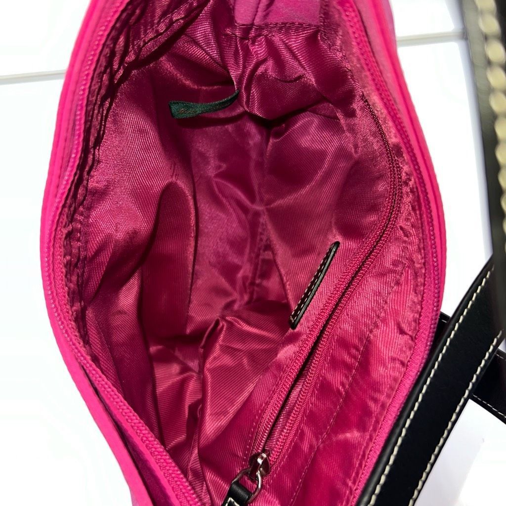 Lauren Ralph Lauren Ralph Lauren Hot Pink Thick Nylon And Leather Shoulder Bag Size ONE SIZE - 12 Thumbnail