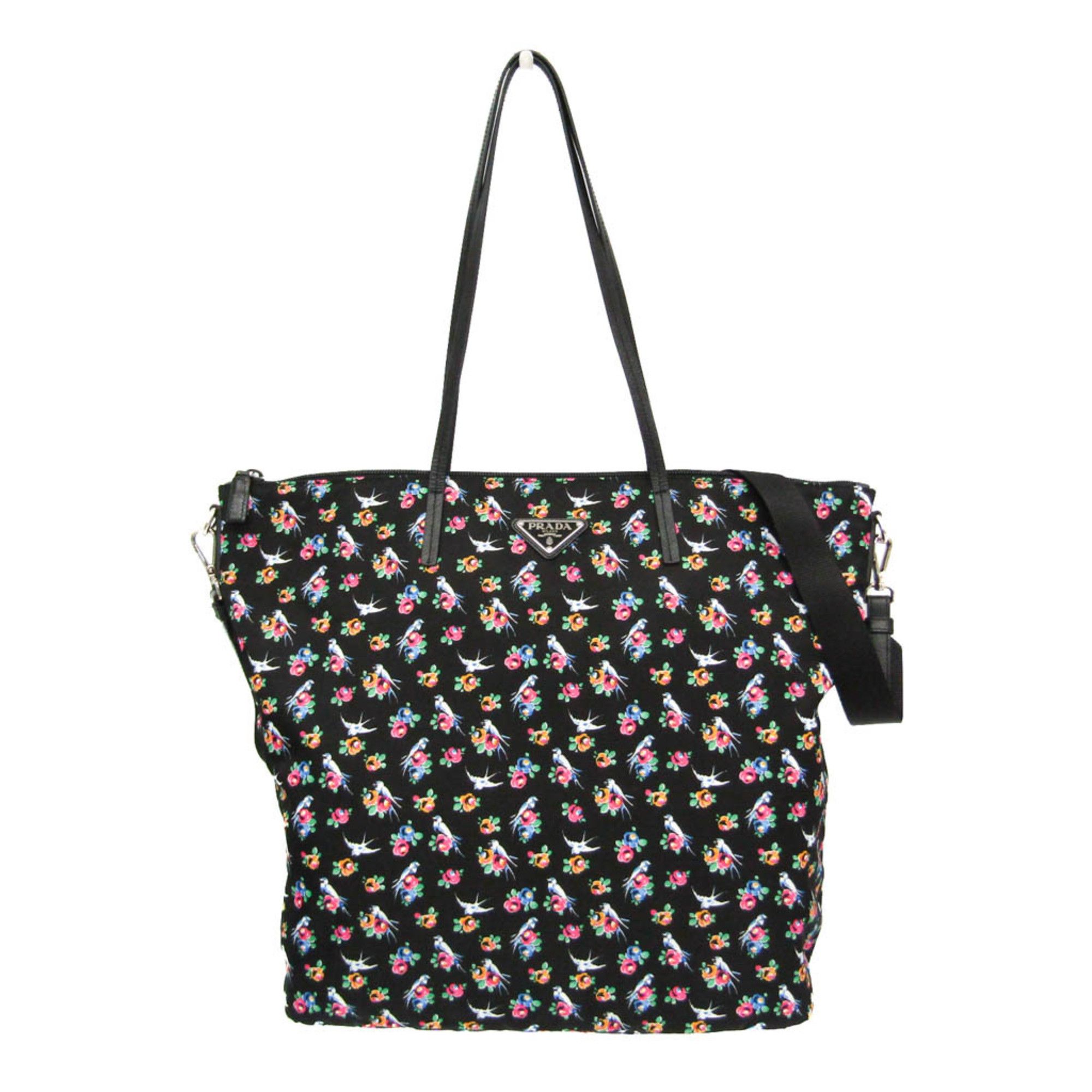 Prada Prada TESSUTO STAMPAT 1BG189 Women's Nylon,Leather Shoulder Bag,Tote Bag Black,Pink,Yellow Size ONE SIZE - 1 Thumbnail