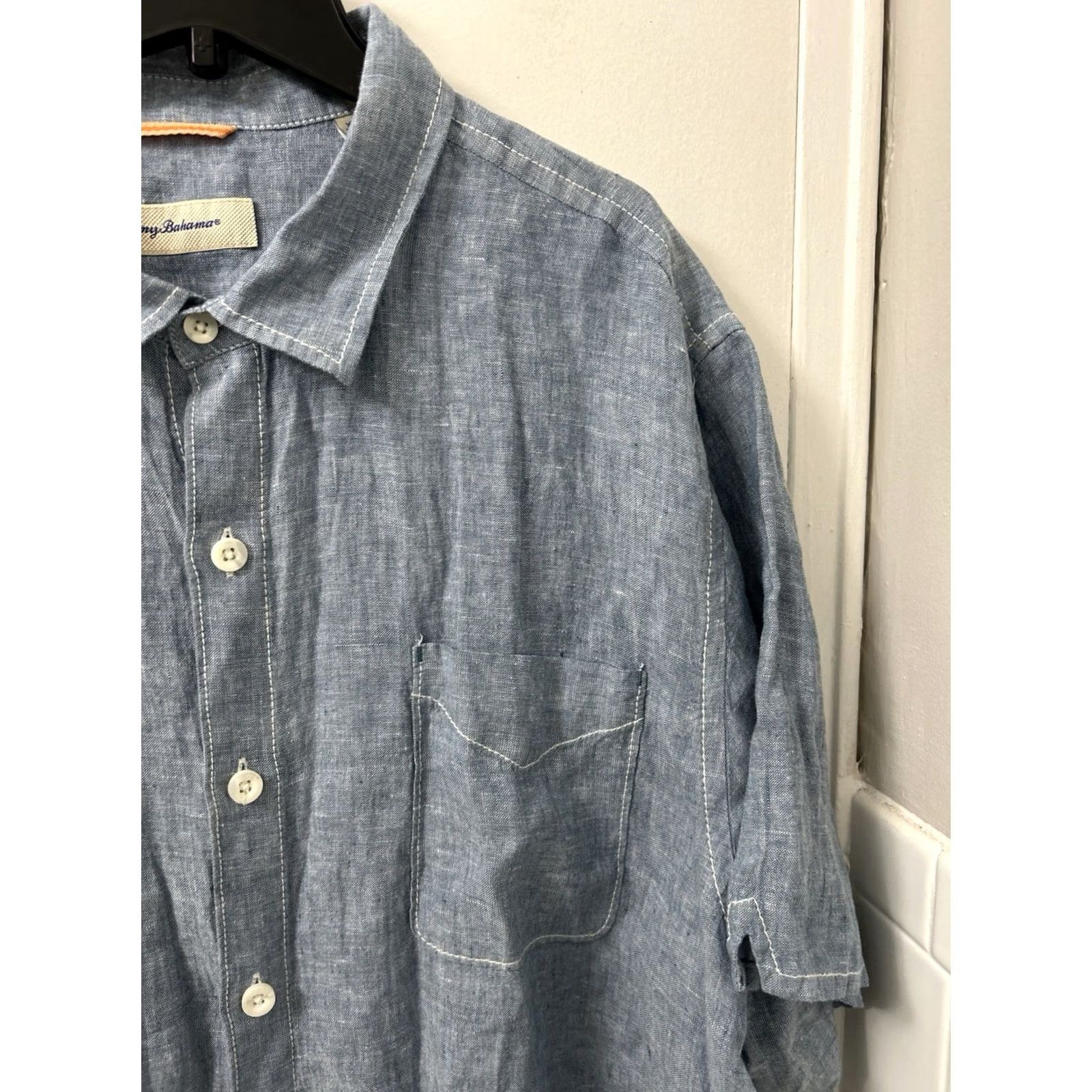 Tommy Bahama Tommy Bahama Shirt Mens 2XL Blue 100% Linen Button Down Pocket Short Sleeve Shirt Mens 2XL Blue 100% Linen Button-Down Pocket Short Sleeve Size US XXL / EU 58 / 5 - 4 Thumbnail