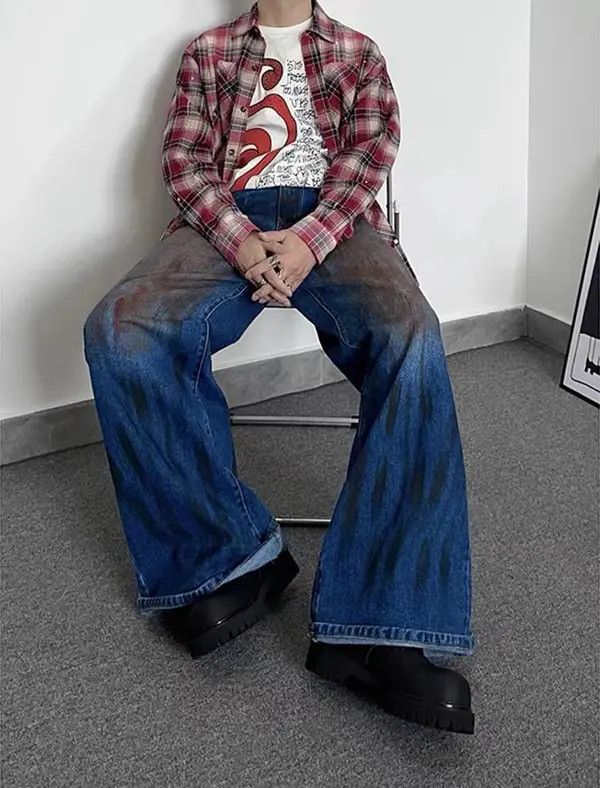 Japanese Brand Vintage West Coast washed distressed tie-dye jeans Size US 33 - 2 Thumbnail
