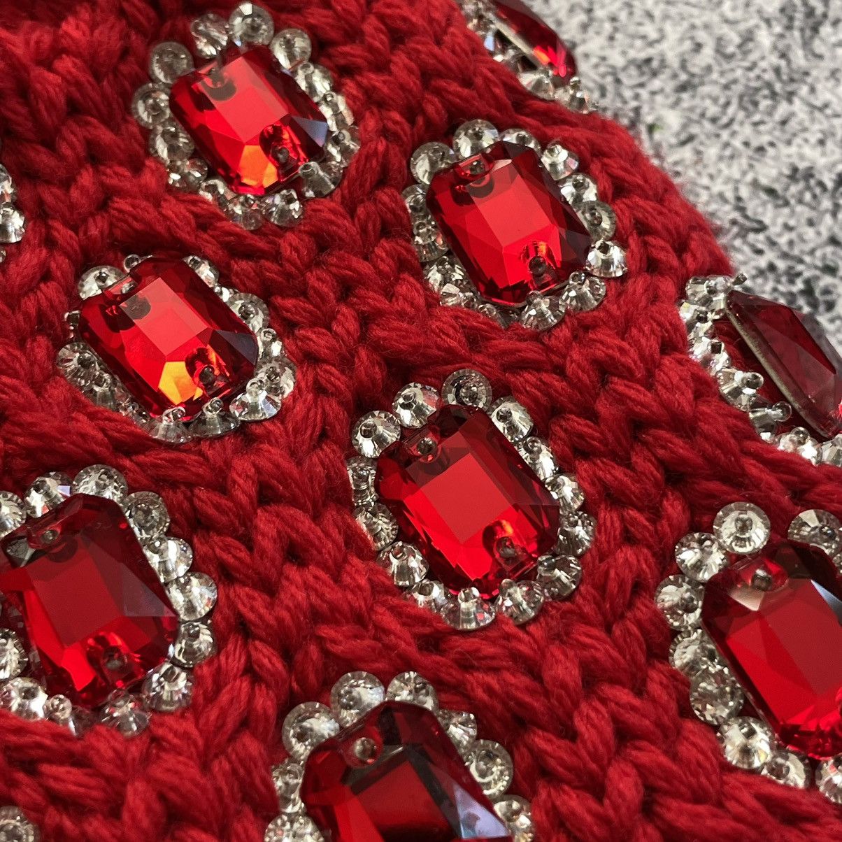 Prada Prada Crystal Embellished Wool Knit Sweater Red Limited Size S / US 4 / IT 40 - 8 Thumbnail