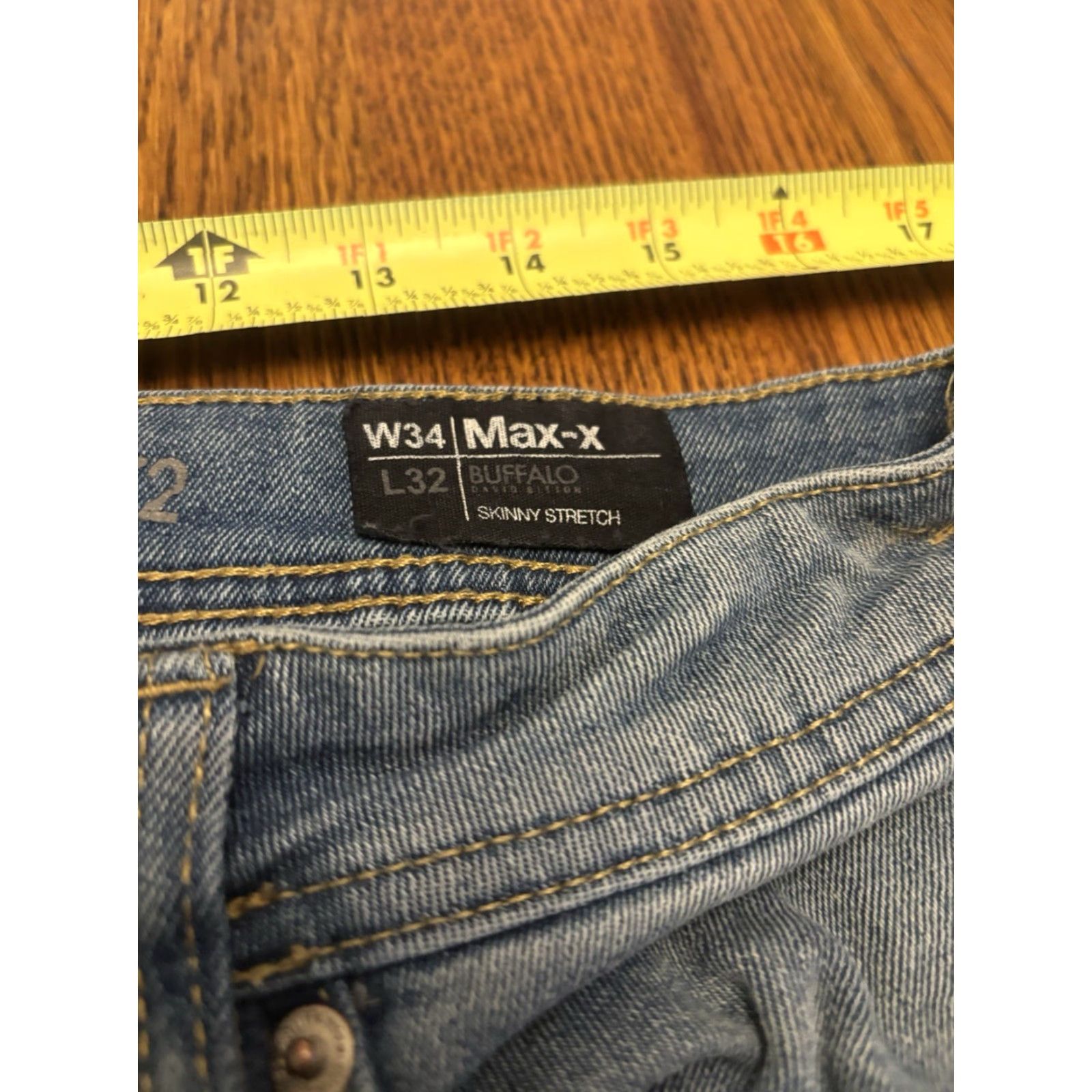 Buffalo David Bitton Buffalo David Bitton Jeans Mens 34X32 Max-X Skinny Stretch Zipper Blue Size US 34 / EU 50 - 4 Thumbnail