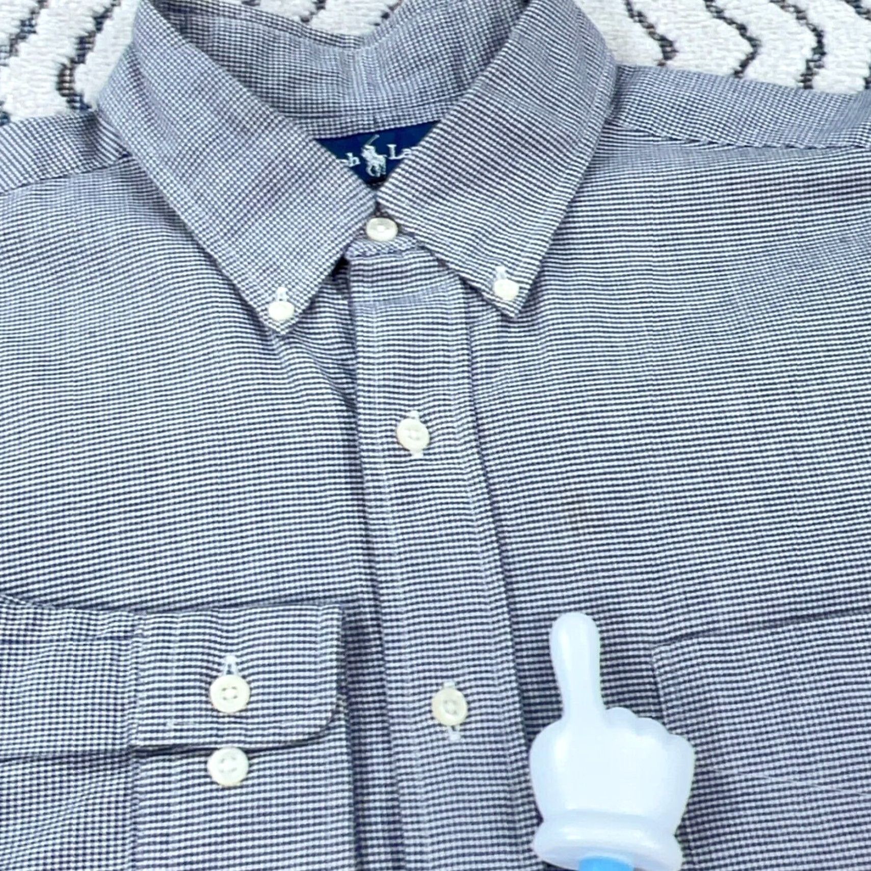 Ralph Lauren Ralph Lauren Shirt Men 16.5 32 Blue Button Up Yarmouth Houndstooth Plaid Pocket Classic Button-Down Size US L / EU 52-54 / 3 - 6 Thumbnail