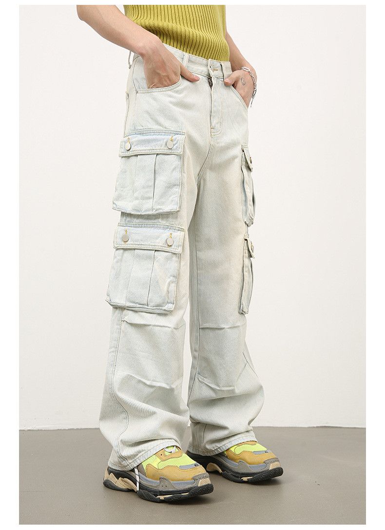 Japanese Brand × Jean Multi-pocket vintage loose straight cargo wide-leg jeans Size US 32 / EU 48 - 3 Thumbnail