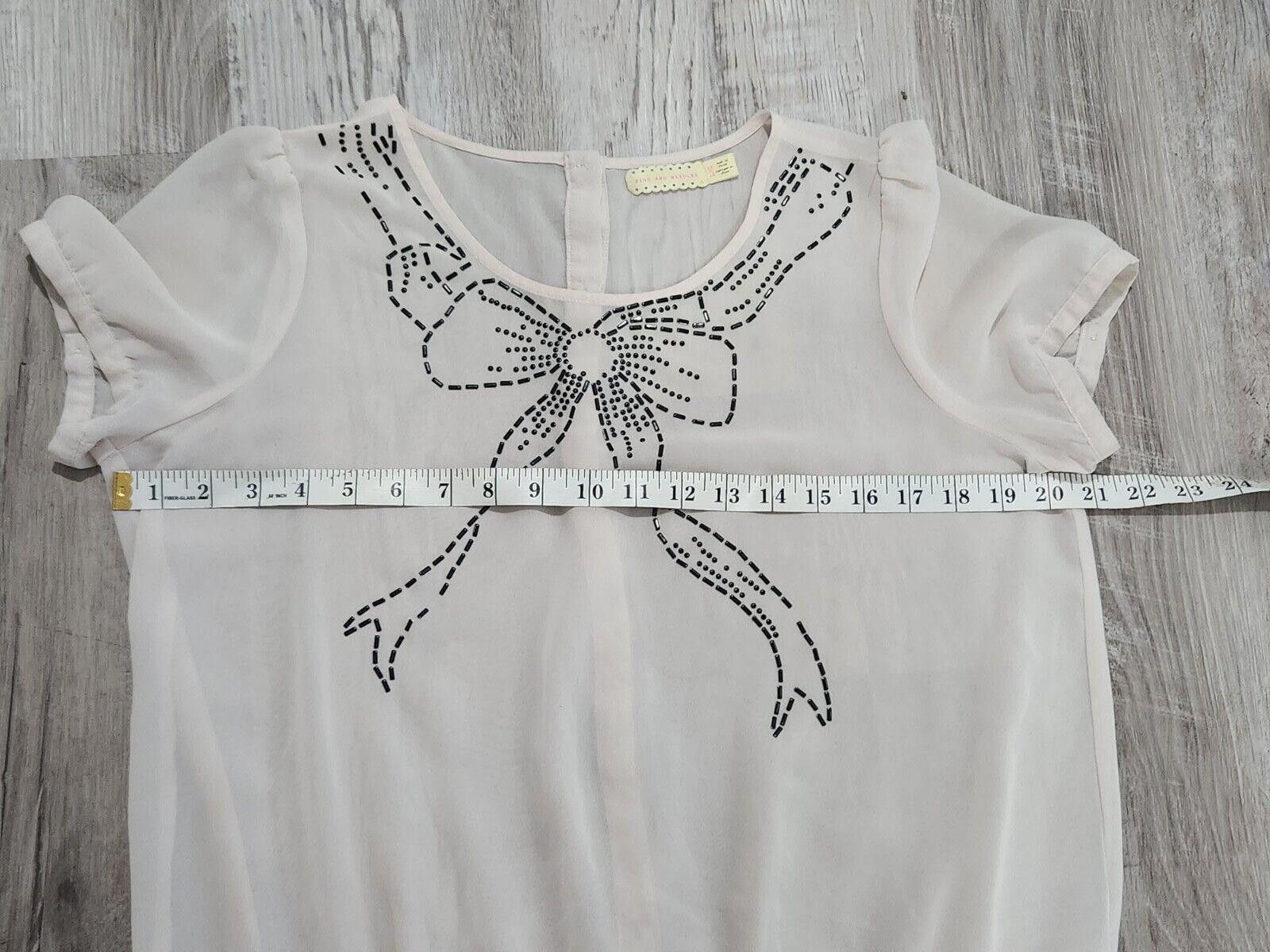 Designer Pins And Needles Top Size Large Pink Embellished Bow Size L / US 10 / IT 46 - 5 Thumbnail