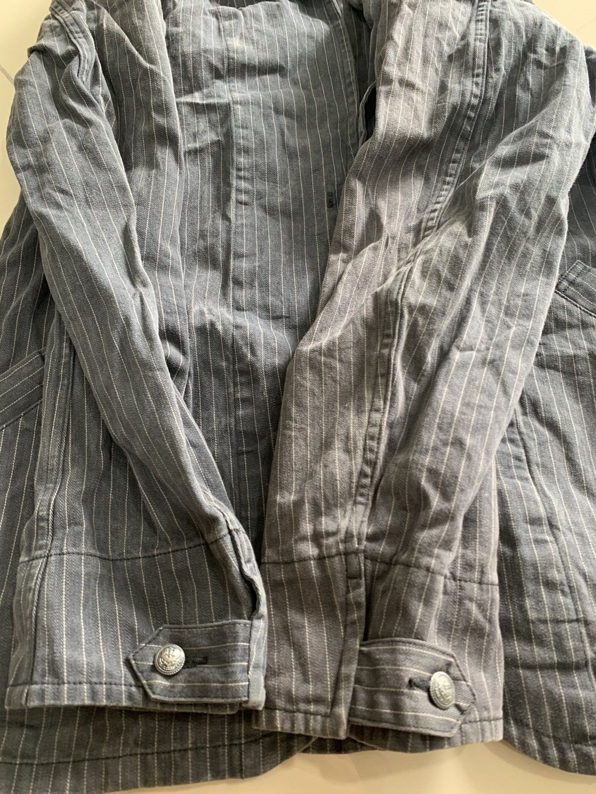 Johnbull 💥JOHNBULL WORKWEAR JACKET DENIM STRIPED FADED Size US L / EU 52-54 / 3 - 5 Thumbnail