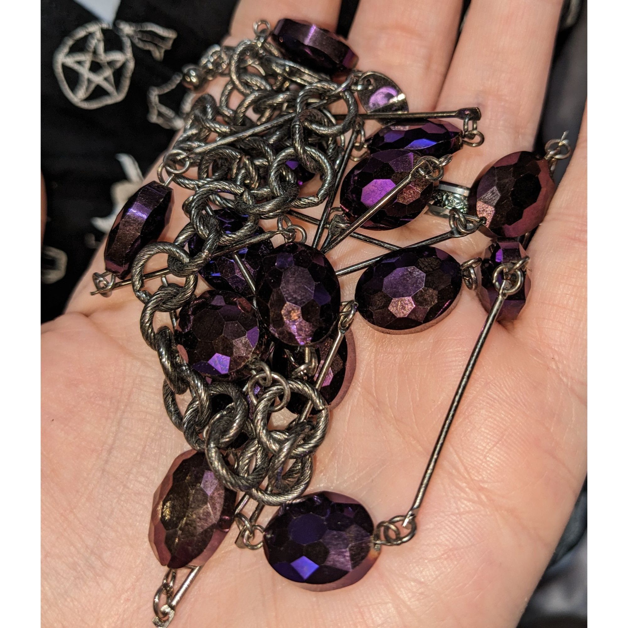 Other Charming Charlie Gothic Purple Faceted Bead Station Necklace Size ONE SIZE - 4 Thumbnail