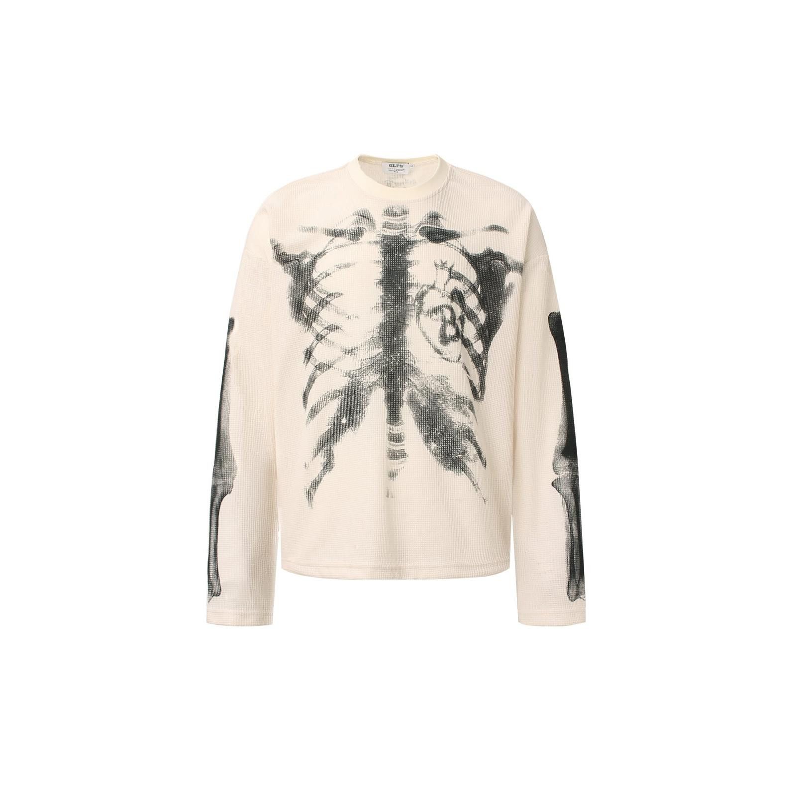 Japanese Brand Black Skeleton Print Long Sleeve Shirt, Graphic Tee Size US M / EU 48-50 / 2 - 5 Thumbnail