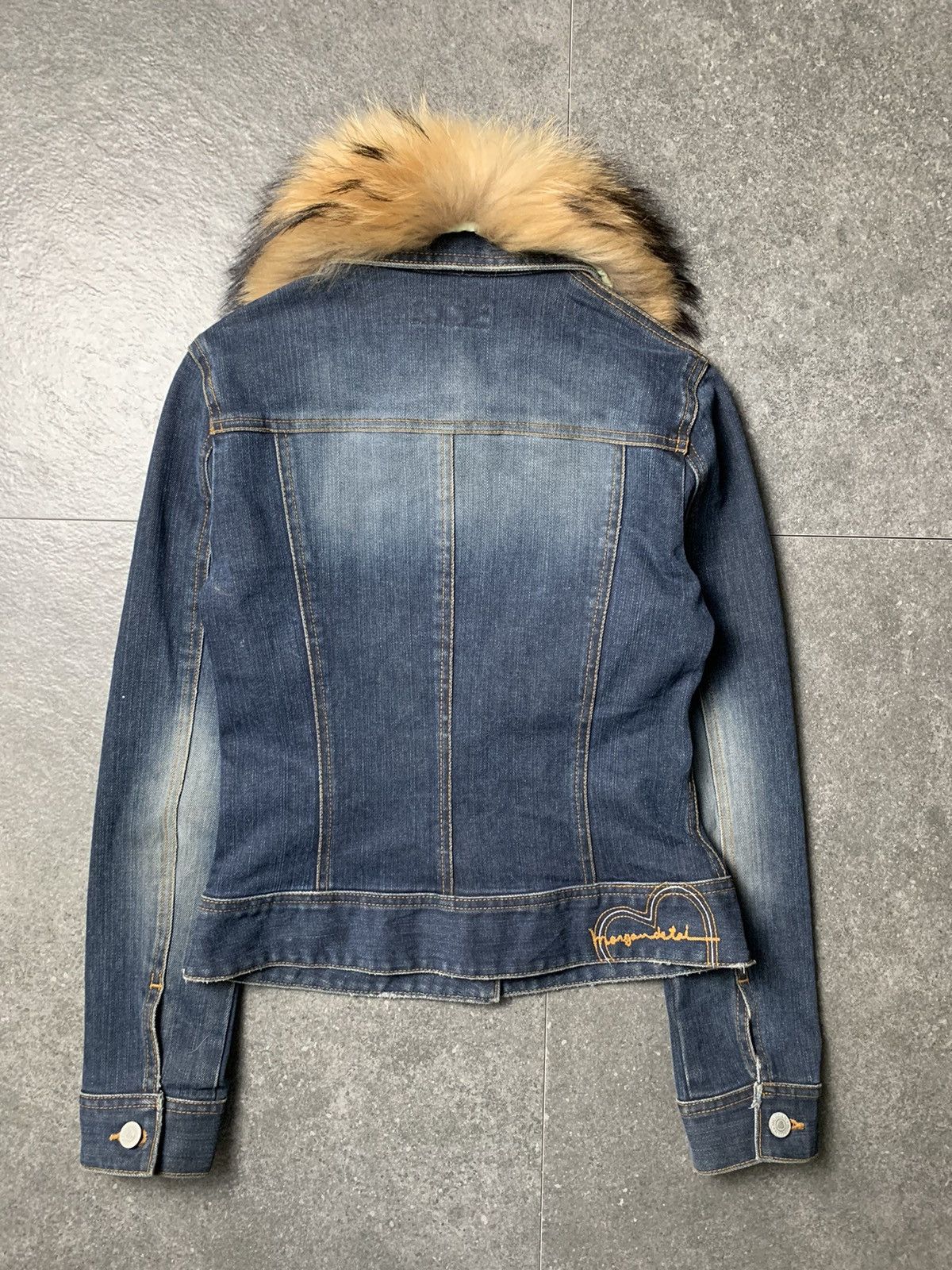 If Six Was Nine 2000s Morgan Homme Faux Fur Denim Jacket Size XS / US 0-2 / IT 36-38 - 7 Thumbnail