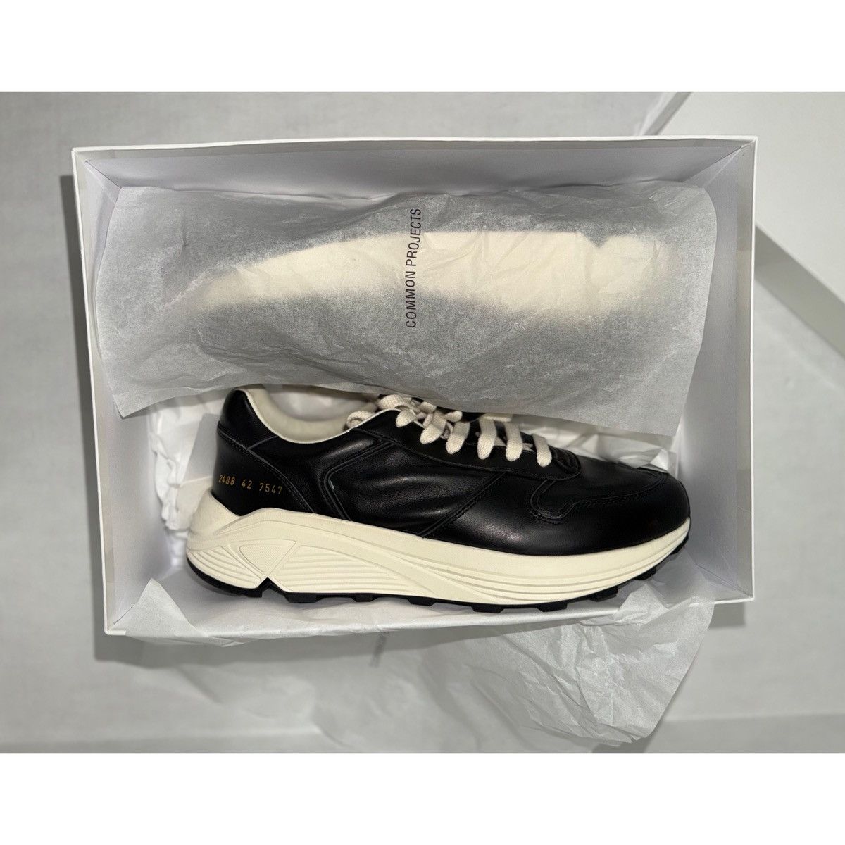 Common Projects COMMON PROJECTS PREMIUM RUNNER BLACK SNEAKER Size US 9 / EU 42 - 1 Thumbnail