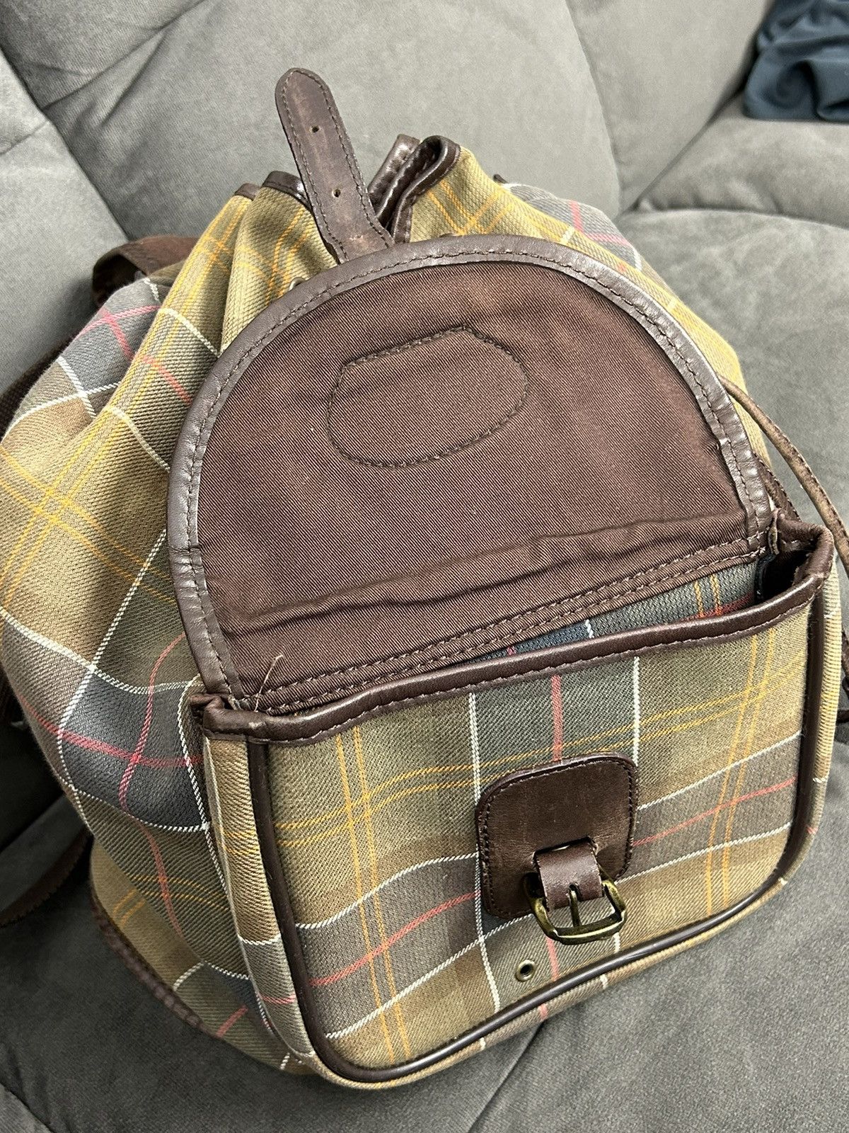 Barbour Barbour Tartan Canvas Leather Trim Backpack Vintage Size ONE SIZE - 8 Thumbnail