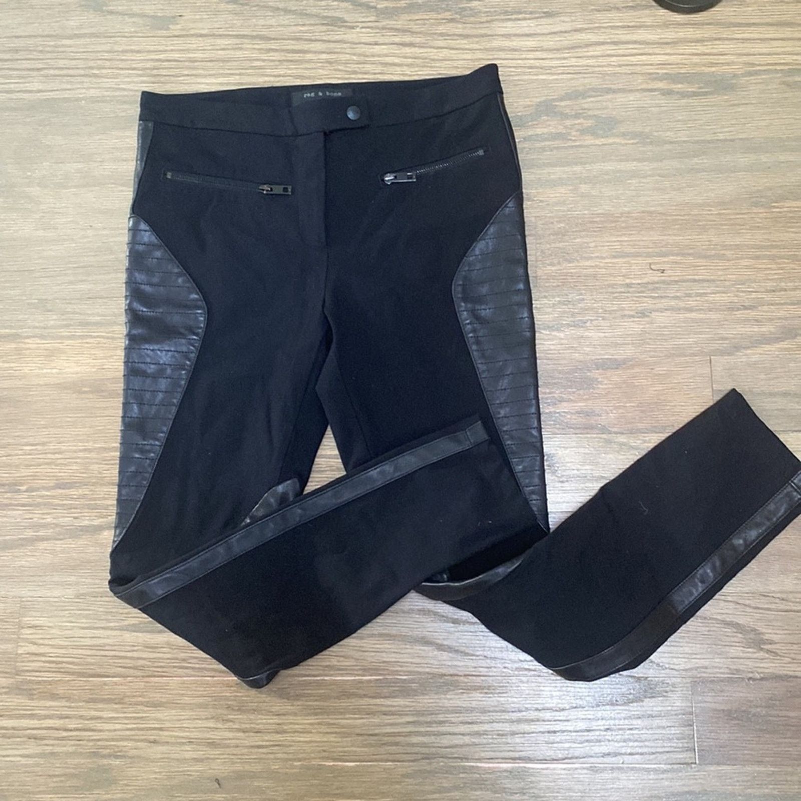 Rag & Bone Rag and Bone Ilford Leather Panel Pants Black Size 6 Size 28" / US 6 / IT 42 - 2 Thumbnail