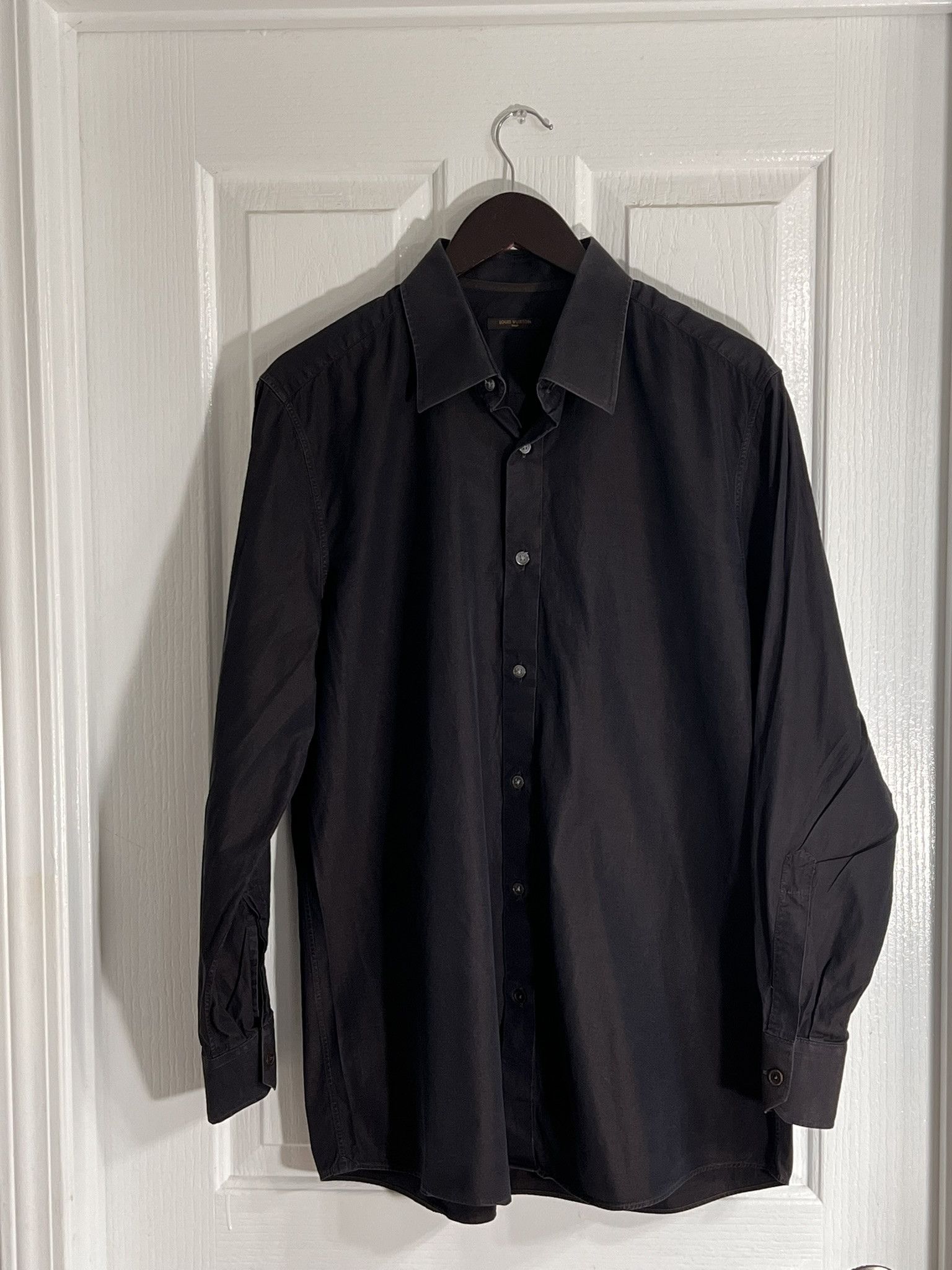 Louis Vuitton LOUIS VUITTON Irredescent Long Sleeve Dress Shirt Black 44 |  Grailed