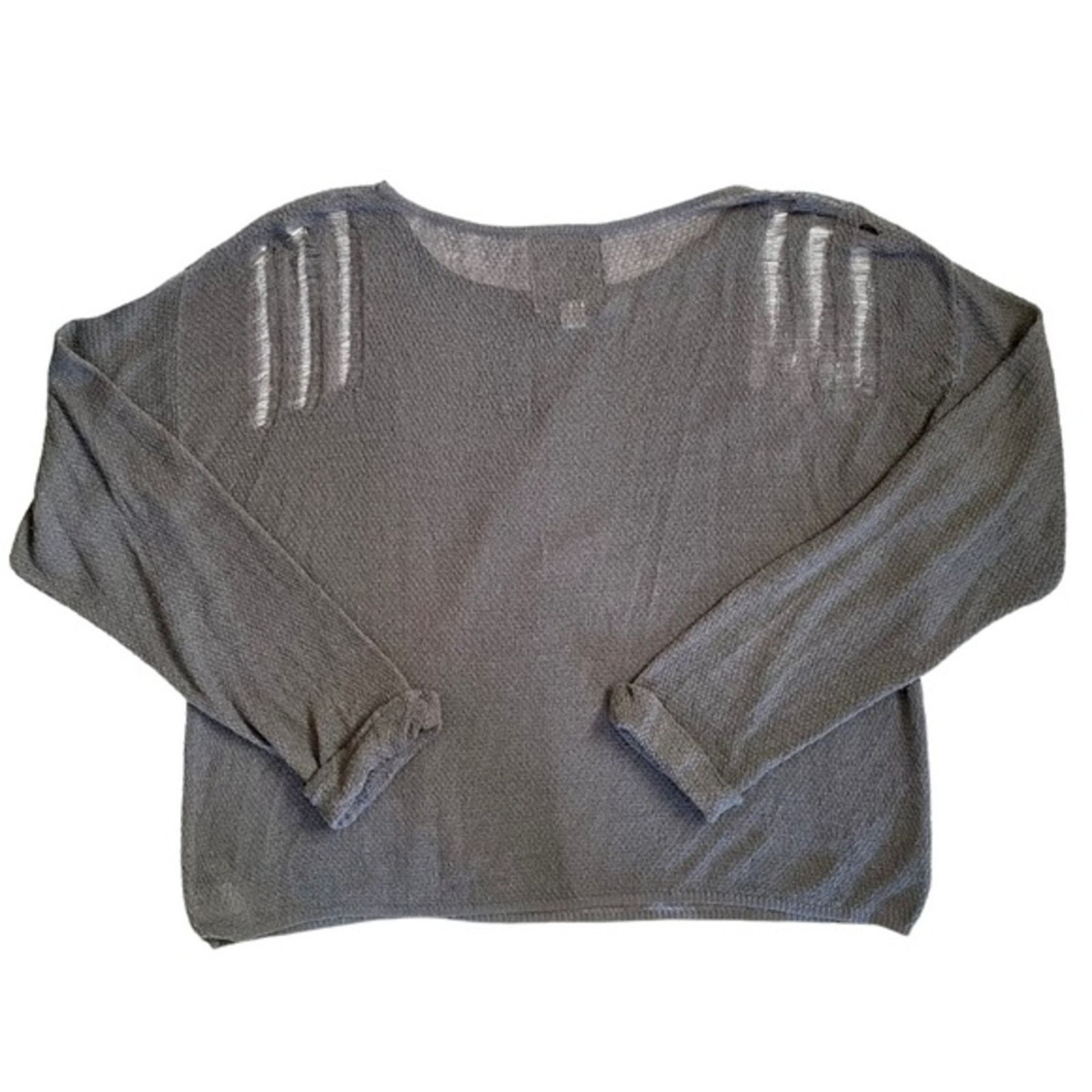 Vintage Havana Vintage Havana Distressed Open Weave Gray Sweater Top Size S / US 4 / IT 40 - 3 Thumbnail