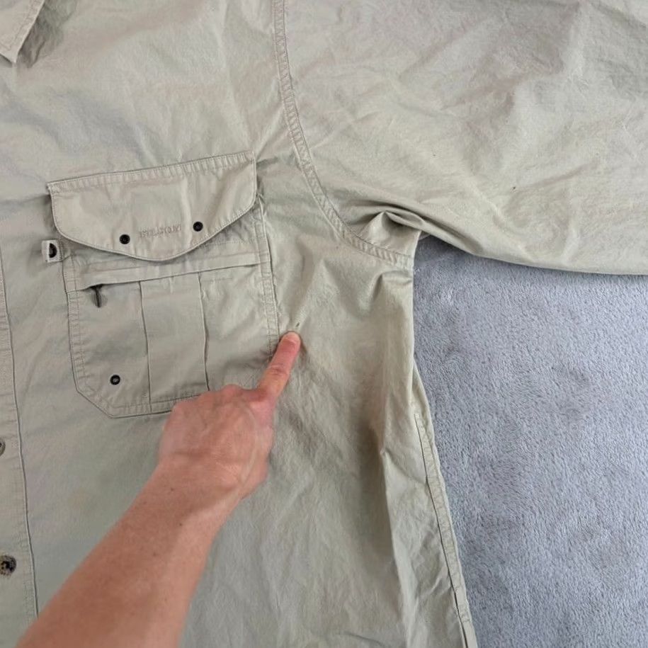 Filson VINTAGE Filson Button-Up Shirt Men XL Beige Cotton Outdoor Vented Pockets 656 Budweiser Fly Fishing Classic Long Sleeve Button-Down Size US XL / EU 56 / 4 - 4 Thumbnail