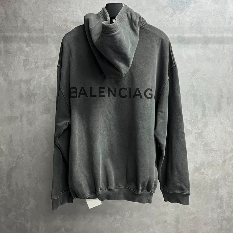 Balenciaga Balenciaga latest gray back printed logo hooded sweatshirt- Size US M / EU 48-50 / 2 - 6 Thumbnail