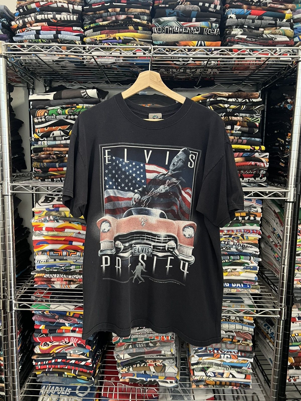 Band Tees 2000s Elvis Presley USA Flag Car Liquid Blue Tee Size US L / EU 52-54 / 3 - 1 Thumbnail