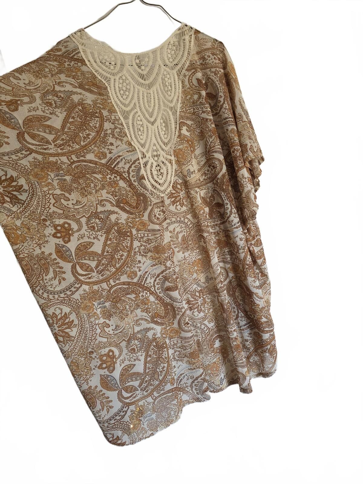 J.Crew Cure XL Brown Paisley Lightweight Semi Sheer Open Cardigan Size XL / US 12-14 / IT 48-50 - 11 Thumbnail