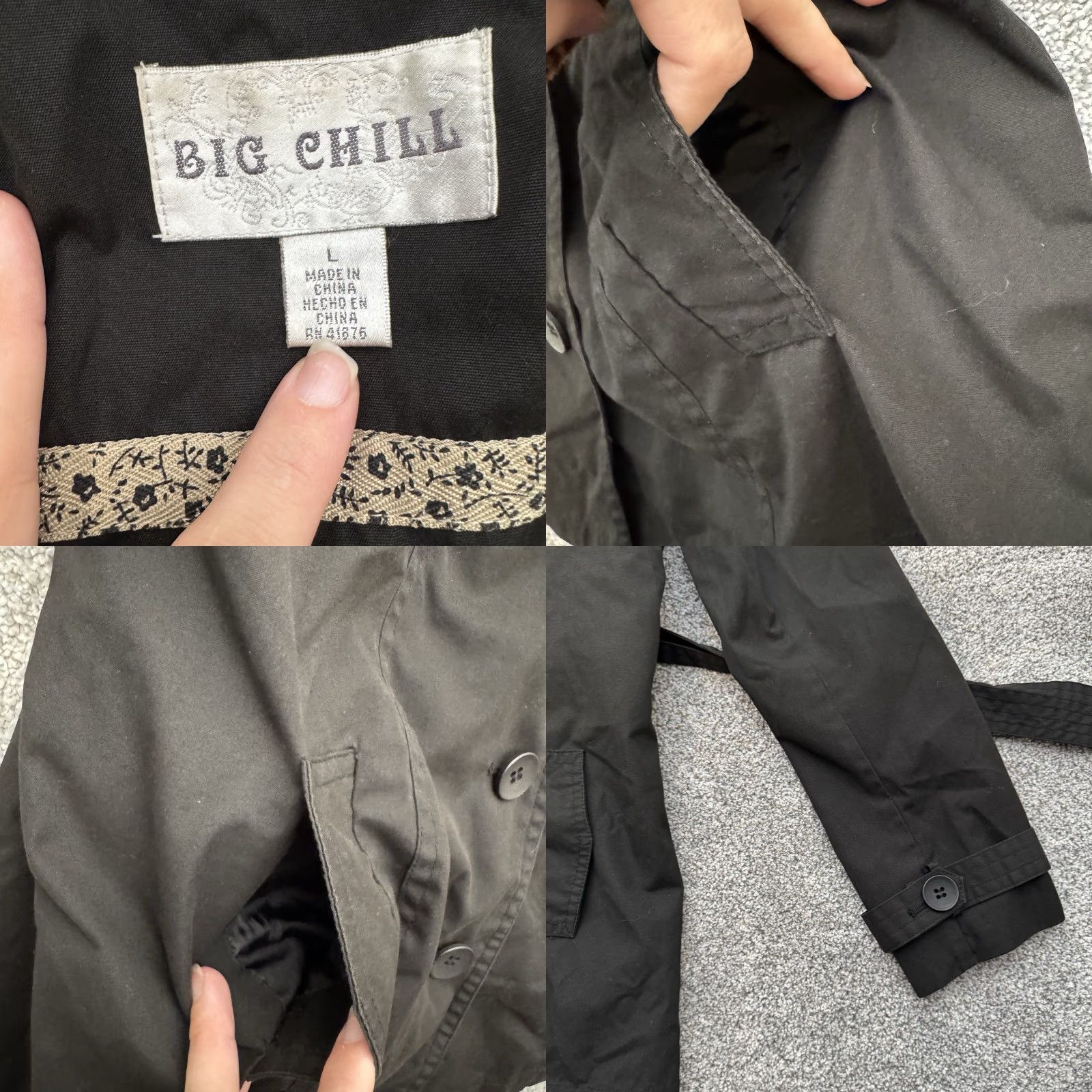 Vintage VINTAGE Big Chill Belted Coat L Women Black Polyester Trench Classic Retro Minimalist Streetwear Size L / US 10 / IT 46 - 8 Thumbnail