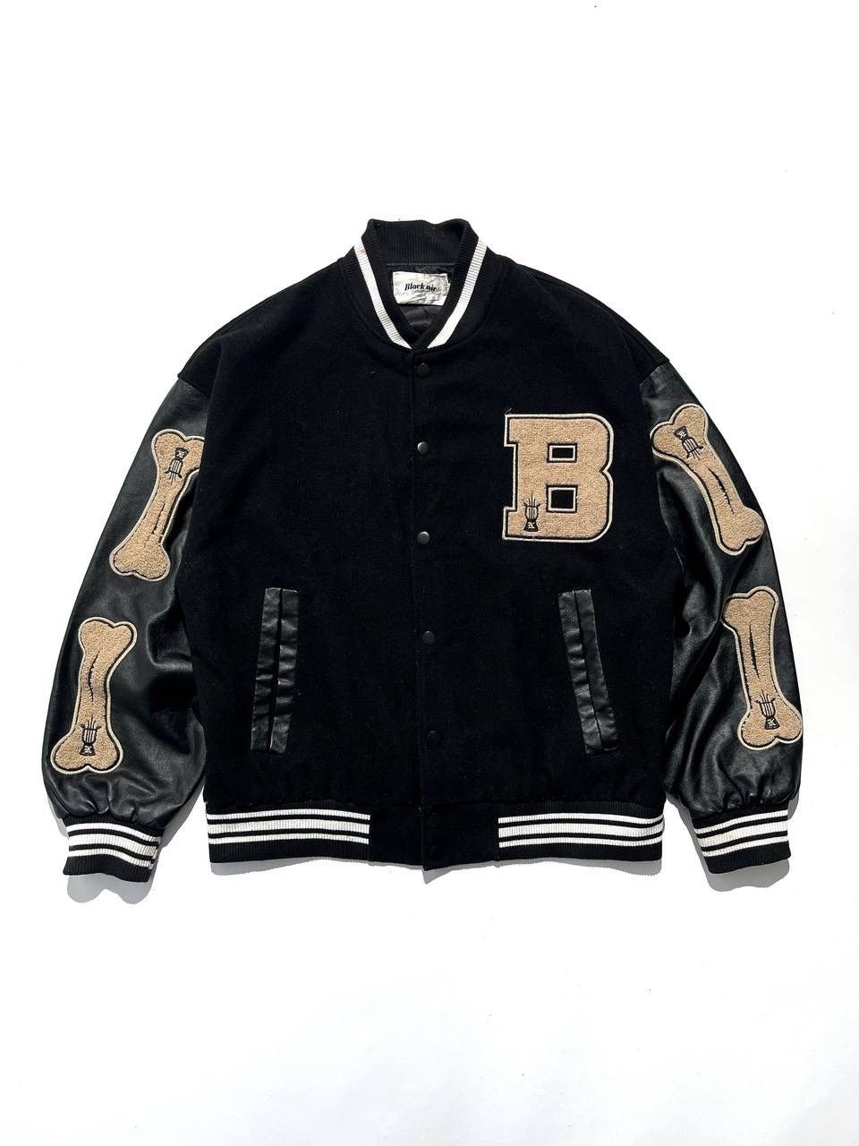 Vintage Black Air Skeleton Wool Baggy Varsity Jacket Size US L / EU 52-54 / 3 - 1 Thumbnail