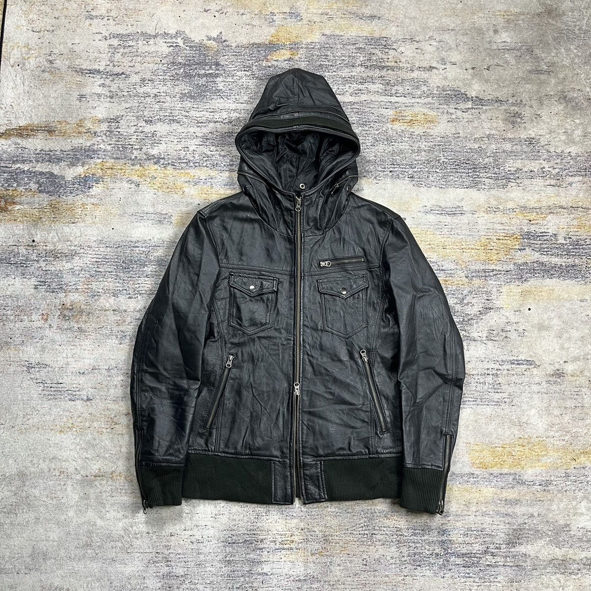未使用級【goa】leather gimmick bono jacket GOA BONO-HOODED GOATSKIN PANELLED JACKET | Barhaine Archive