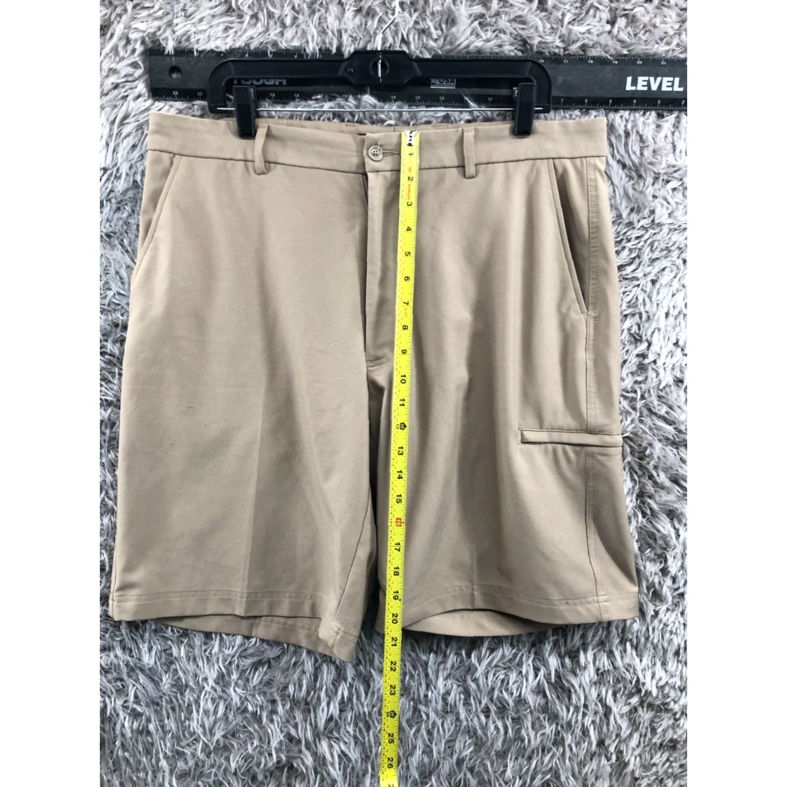 Vintage Pebble Beach Mens Bermuda Shorts Size 38 Medium Wash Beige Logo 5-Pocket Regular Knit Cotton Blend Front Flat Front Casual Sportswear Mens Size US 38 / EU 54 - 3 Thumbnail