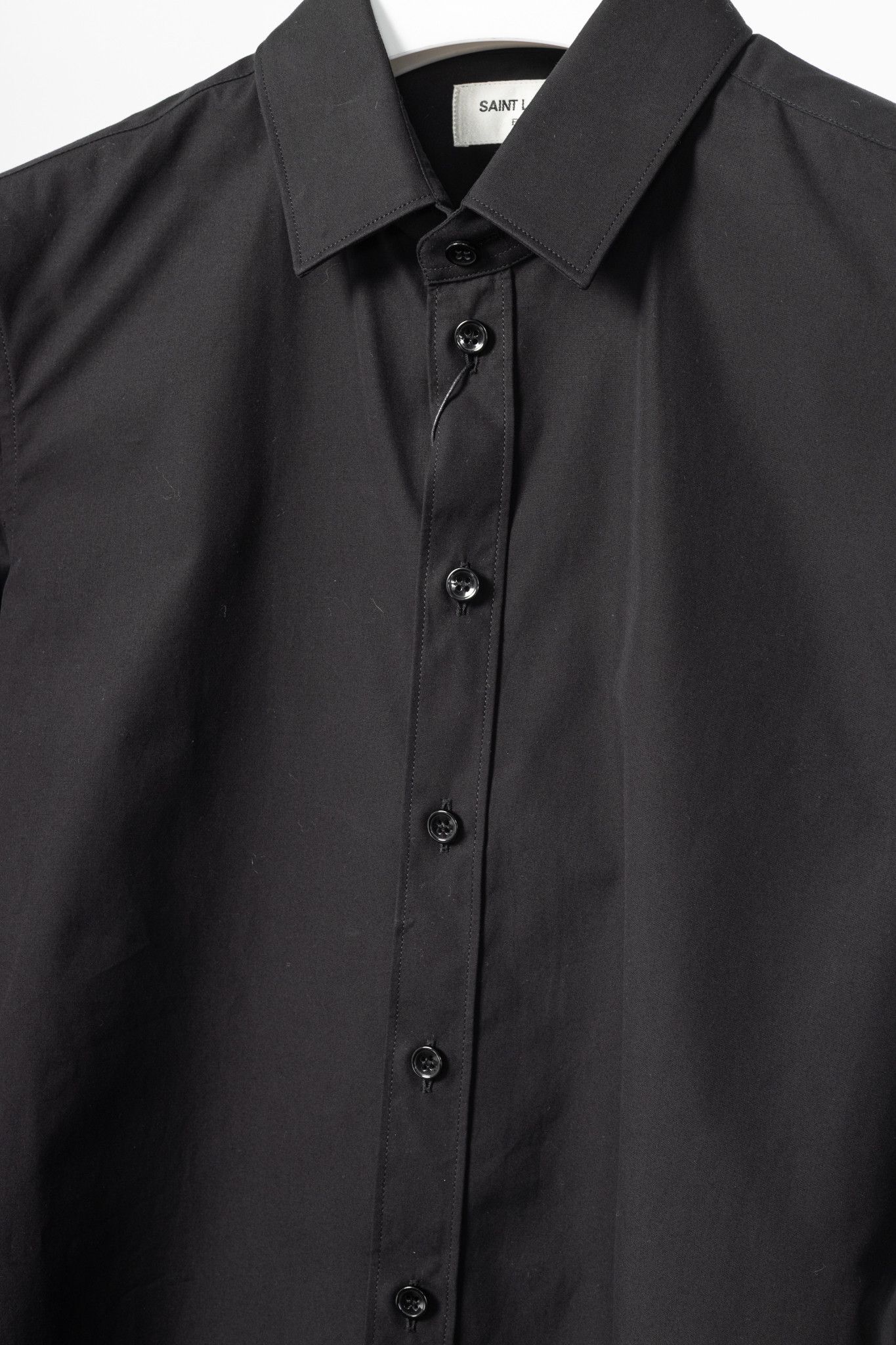 Saint Laurent Paris Saint Laurent Black Cotton-Poplin Buttoned Shirt Size S / US 4 / IT 40 - 7 Thumbnail